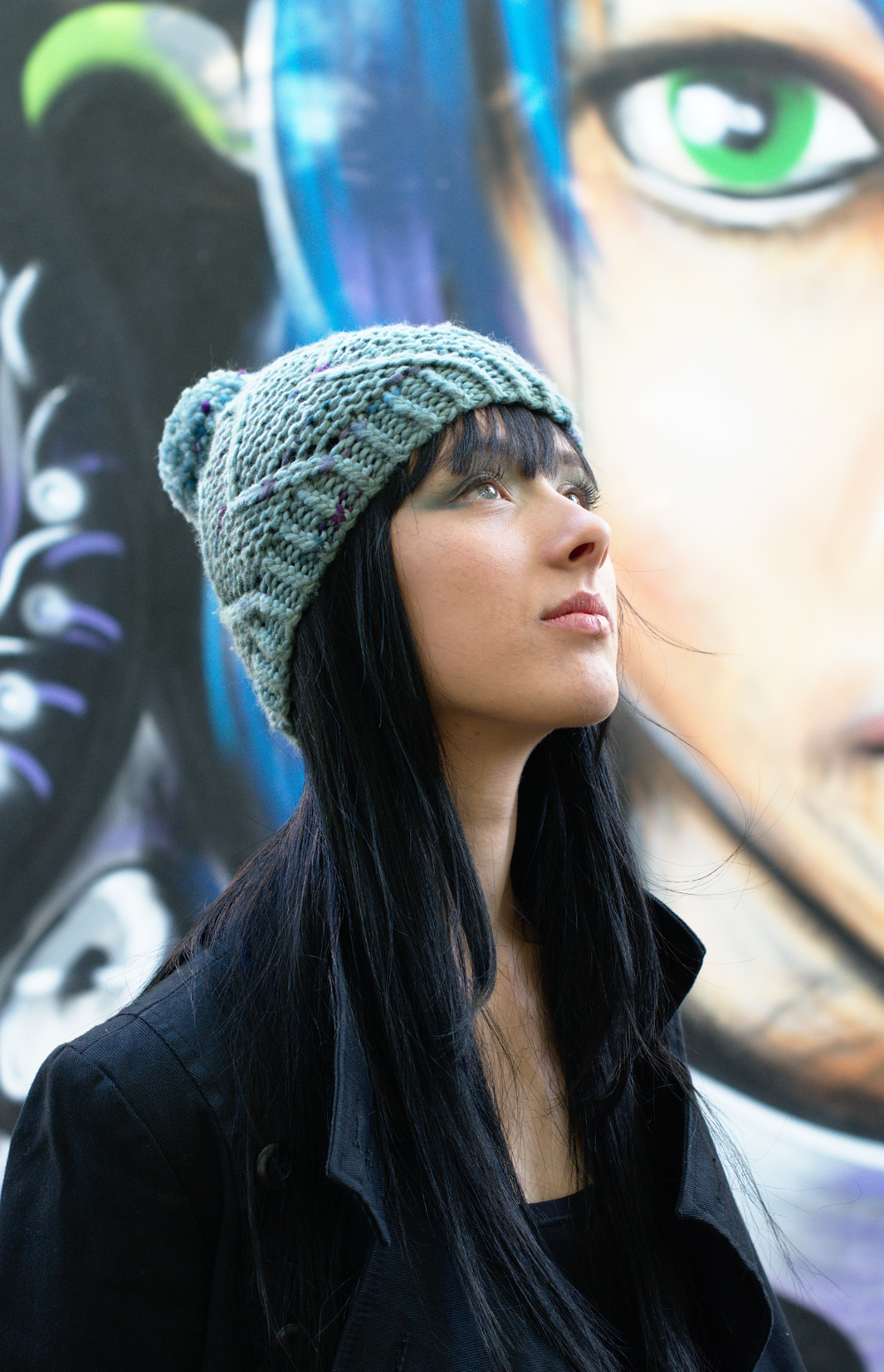 Cirro chunky spiral bobble Hat knitting pattern for Craftsy Cloudborn Fibers yarn
