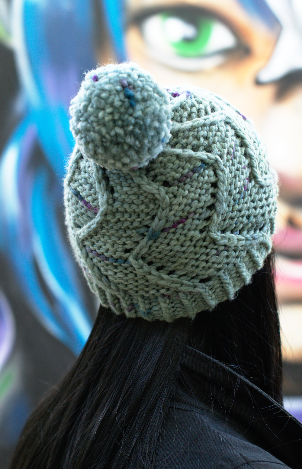 Cirro chunky spiral bobble Hat knitting pattern for Craftsy Cloudborn Fibers yarn