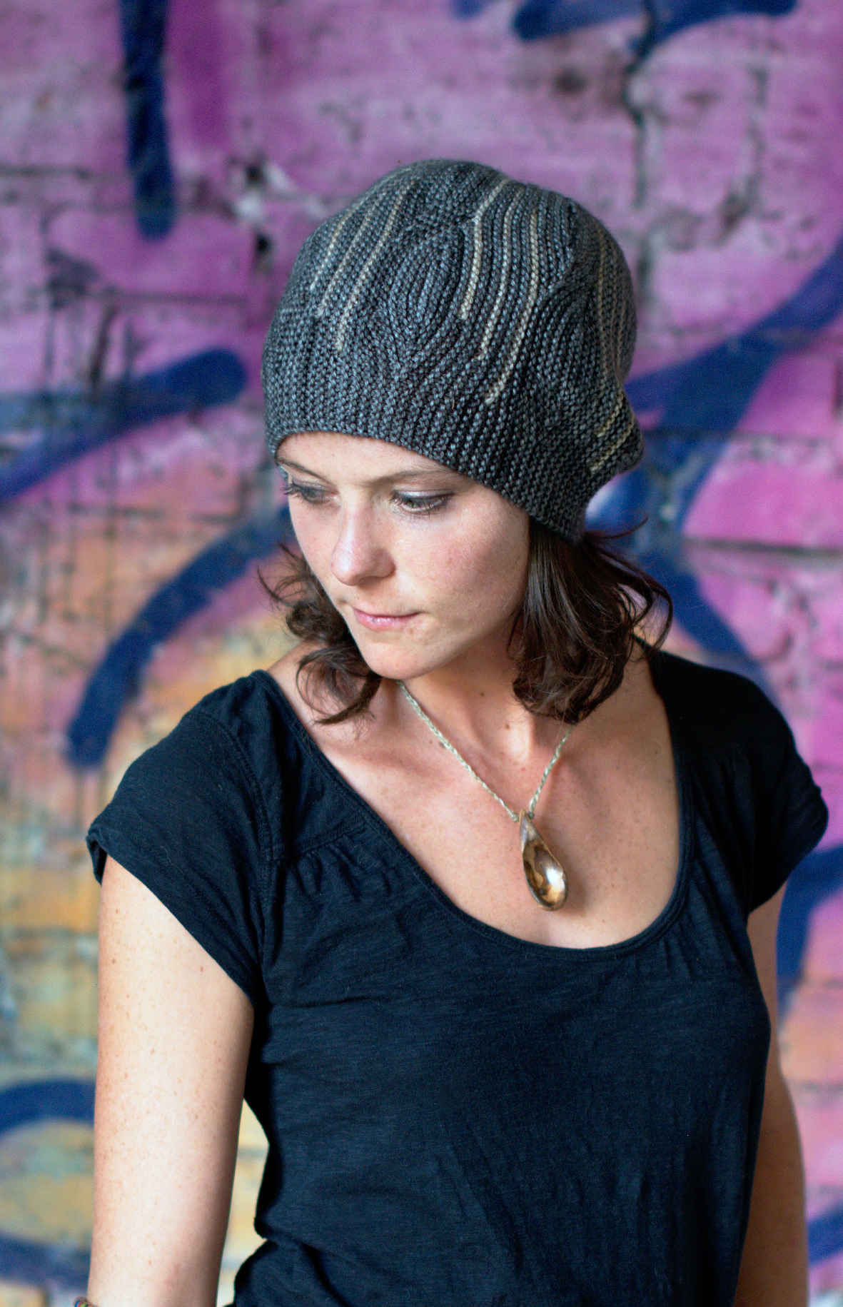 Opal sideways knit short row colourwork Hat knitting pattern