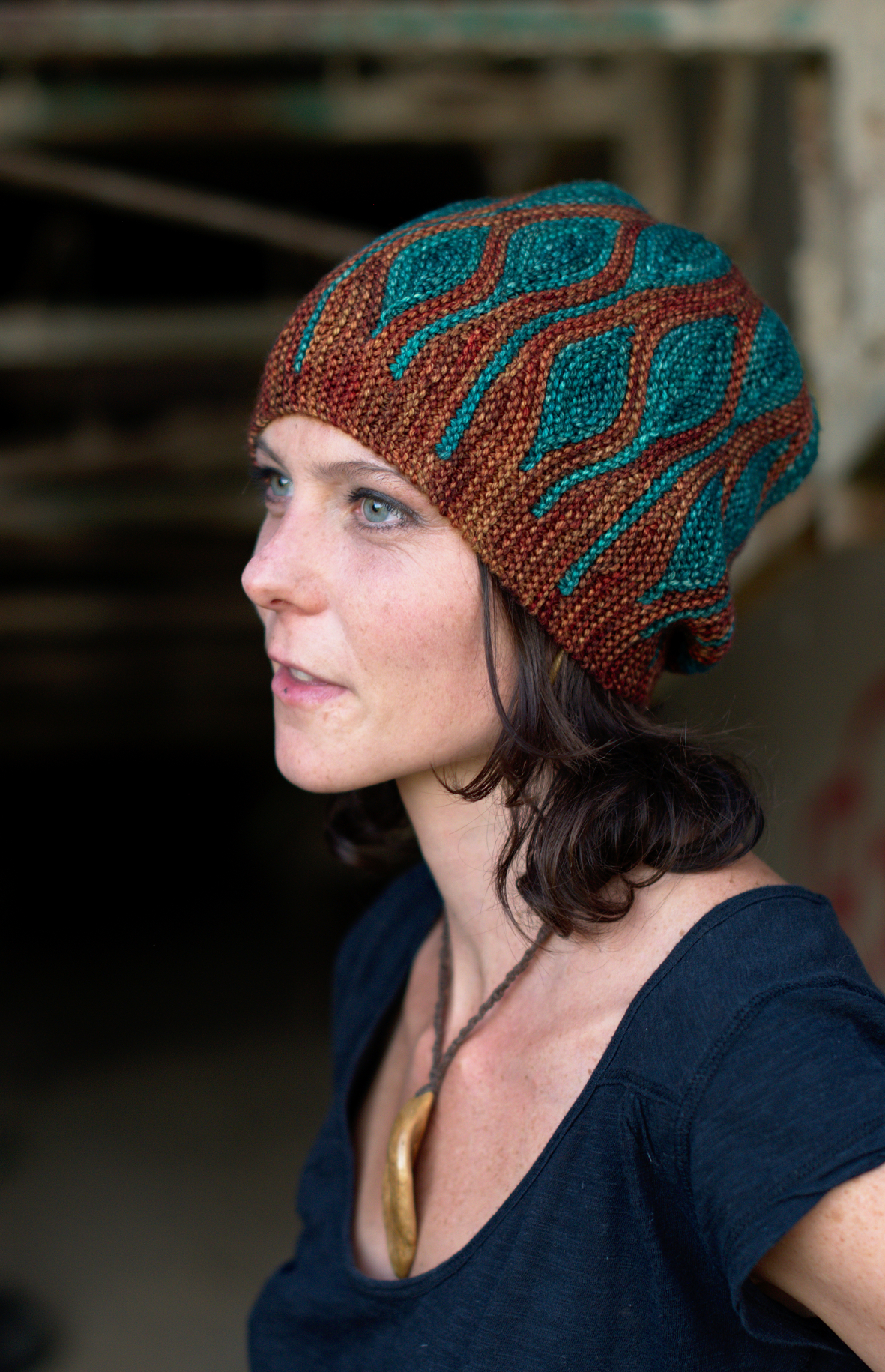 Toph sideways knit short row colourwork Hat knitting pattern