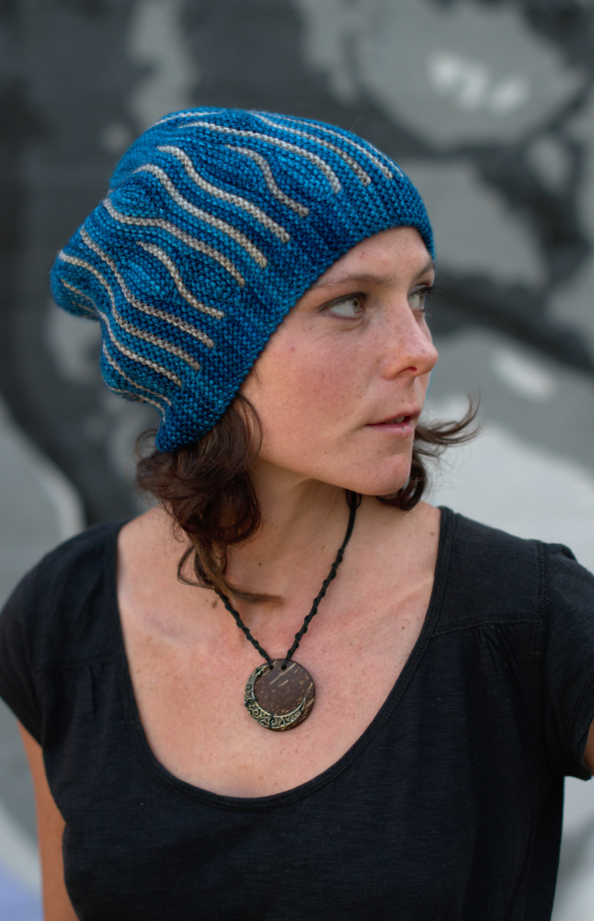 Katara sideways knit short row colourwork Hat knitting pattern