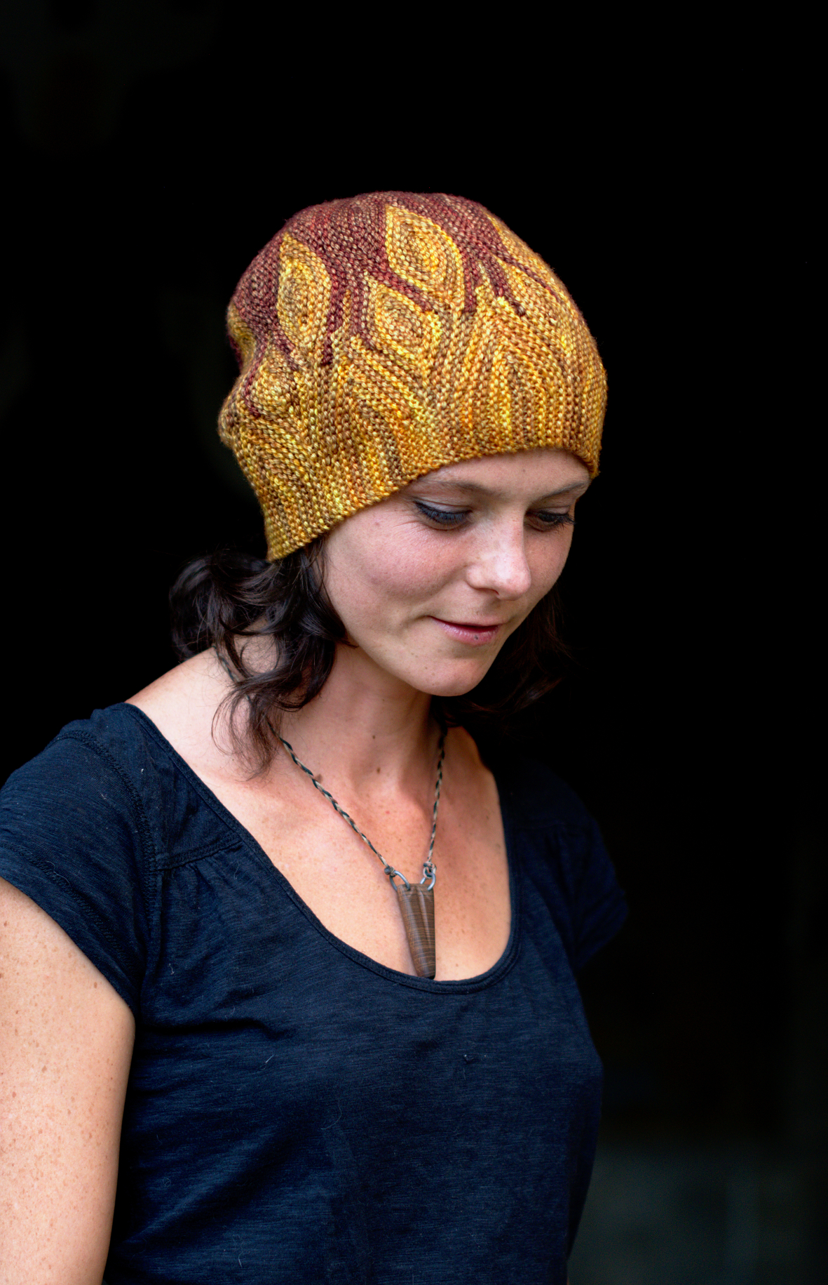 Azula sideways knit short row colourwork Hat knitting pattern