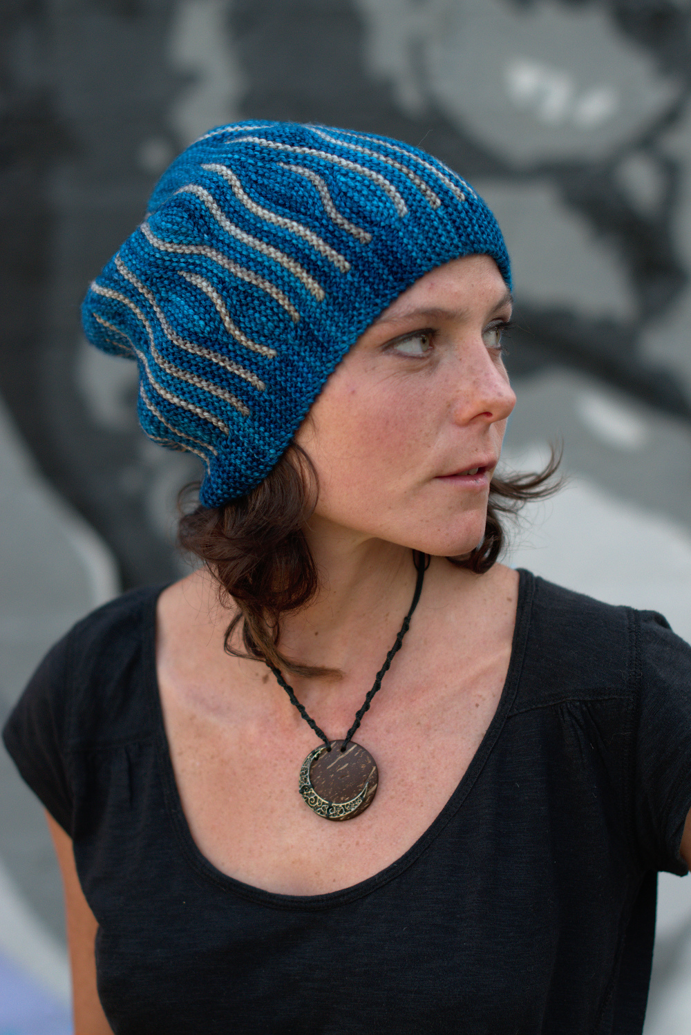 Katara sideways knit short row colourwork hat knitting pattern