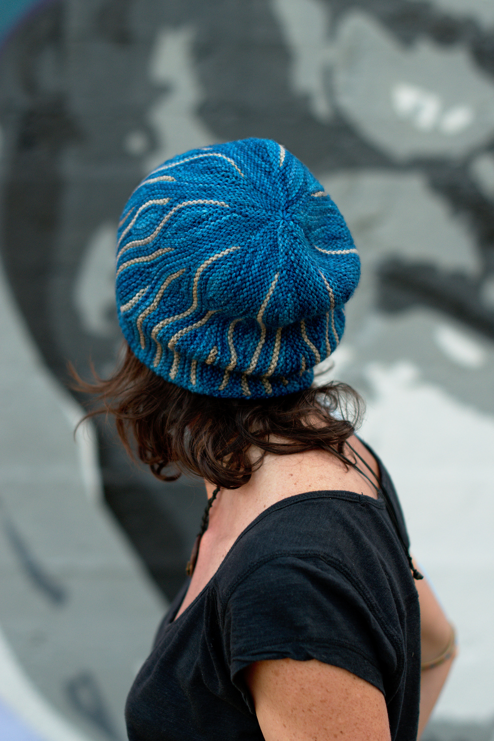 Katara sideways knit short row colourwork hat knitting pattern