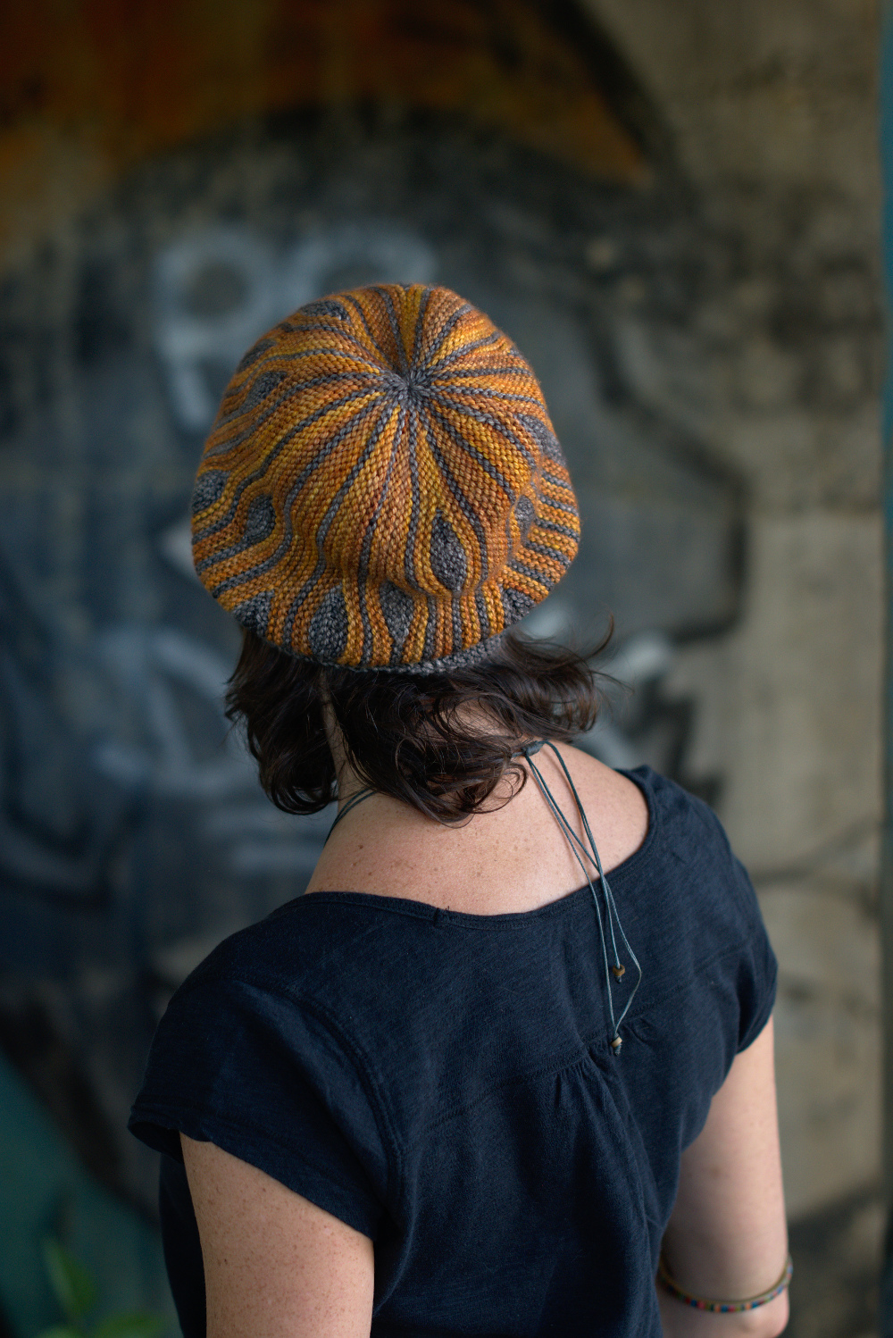 Korra sideways knit short row colourwork hat knitting pattern