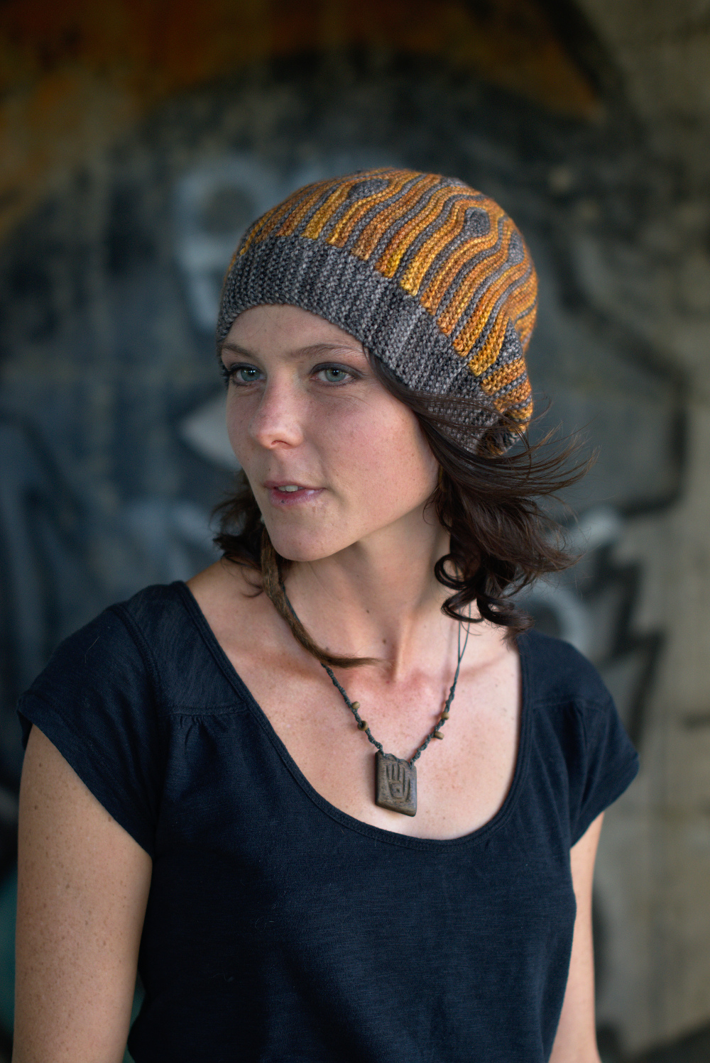 Korra sideways knit short row colourwork hat knitting pattern