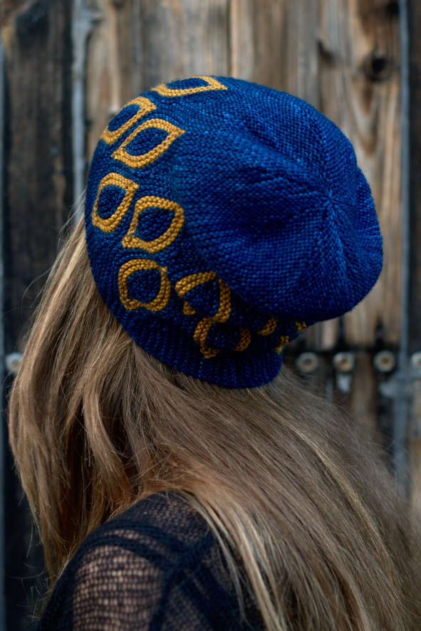 Scourie sideways knit short row colourwork Hat knitting pattern