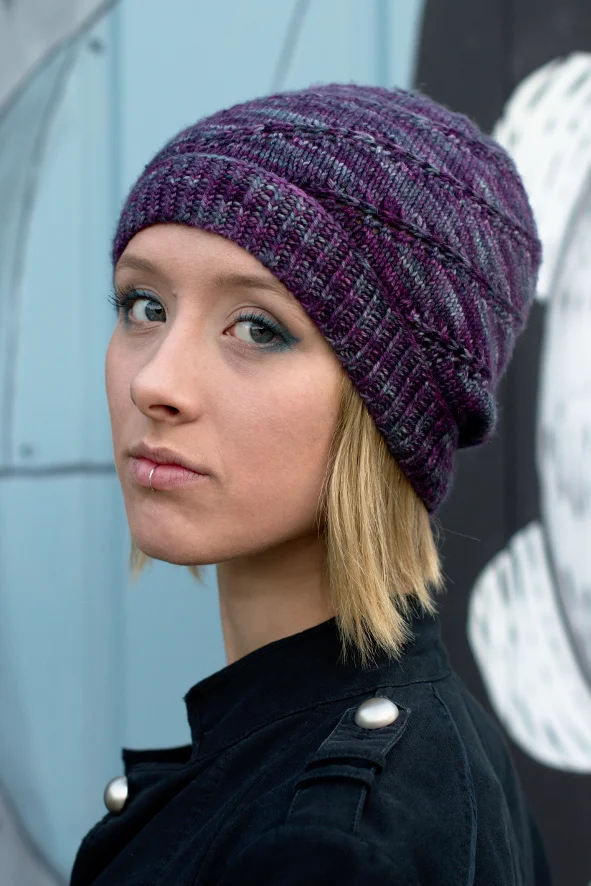 Mulinello spiral slouch Hat hand knitting pattern