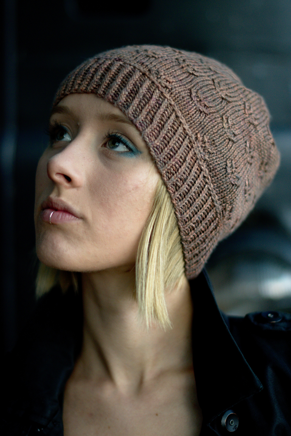 Ponderosa slouchy hat hand knitting pattern for DK yarn