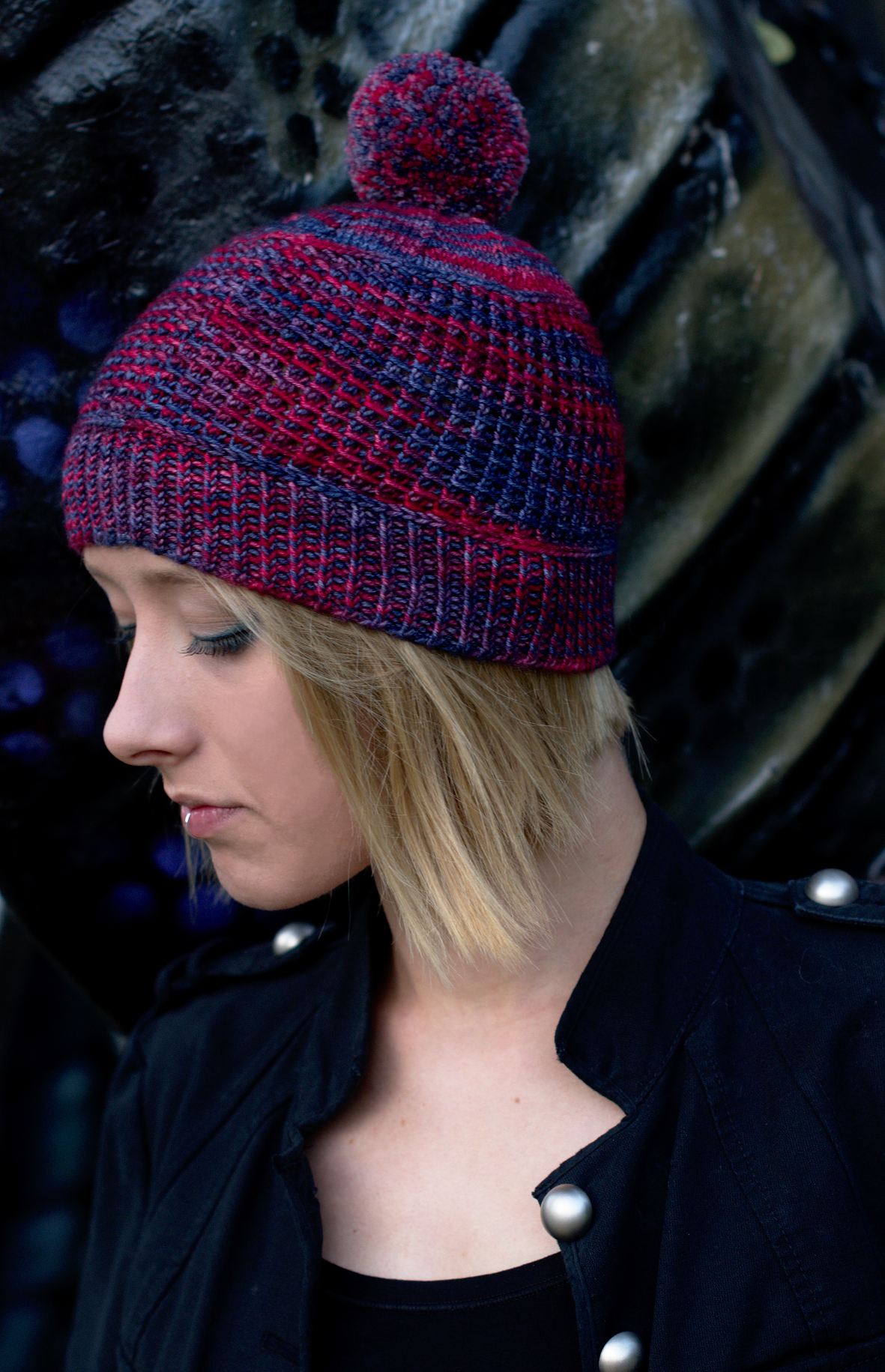 Shuttered textured beanie Hat hand knitting pattern