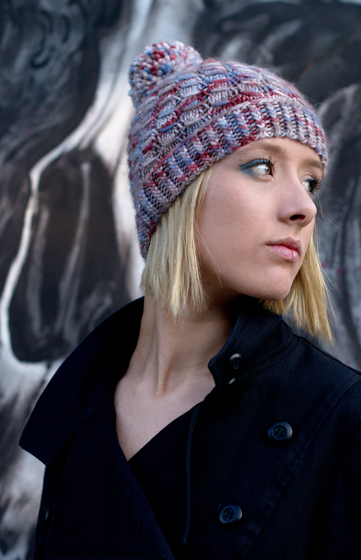 Laccio beanie hand knitting pattern for aran weight yarn