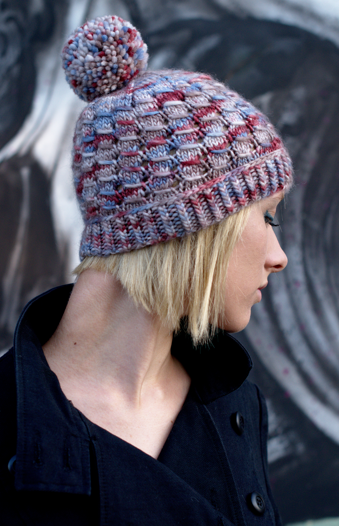 Laccio beanie hand knitting pattern for aran weight yarn
