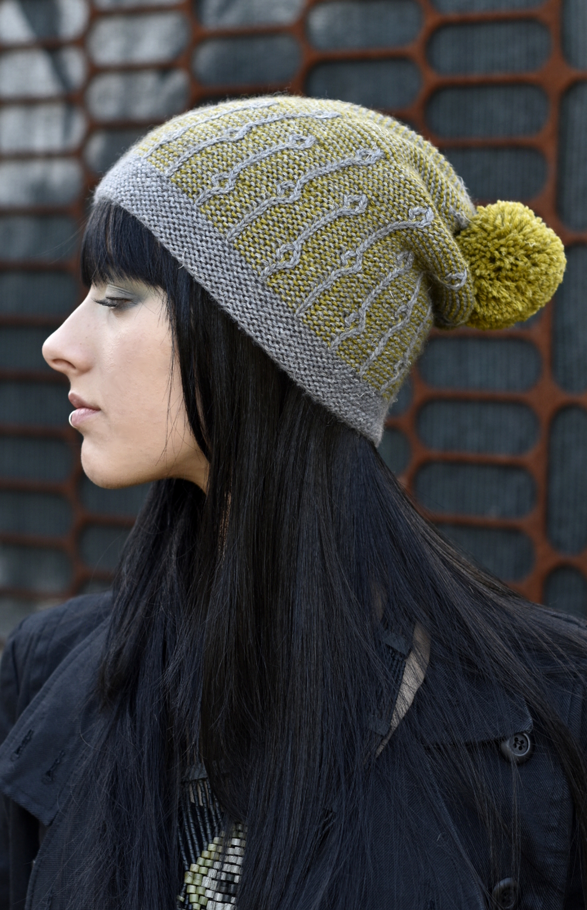 Joyce hand knit slouch beanie hat in two colours