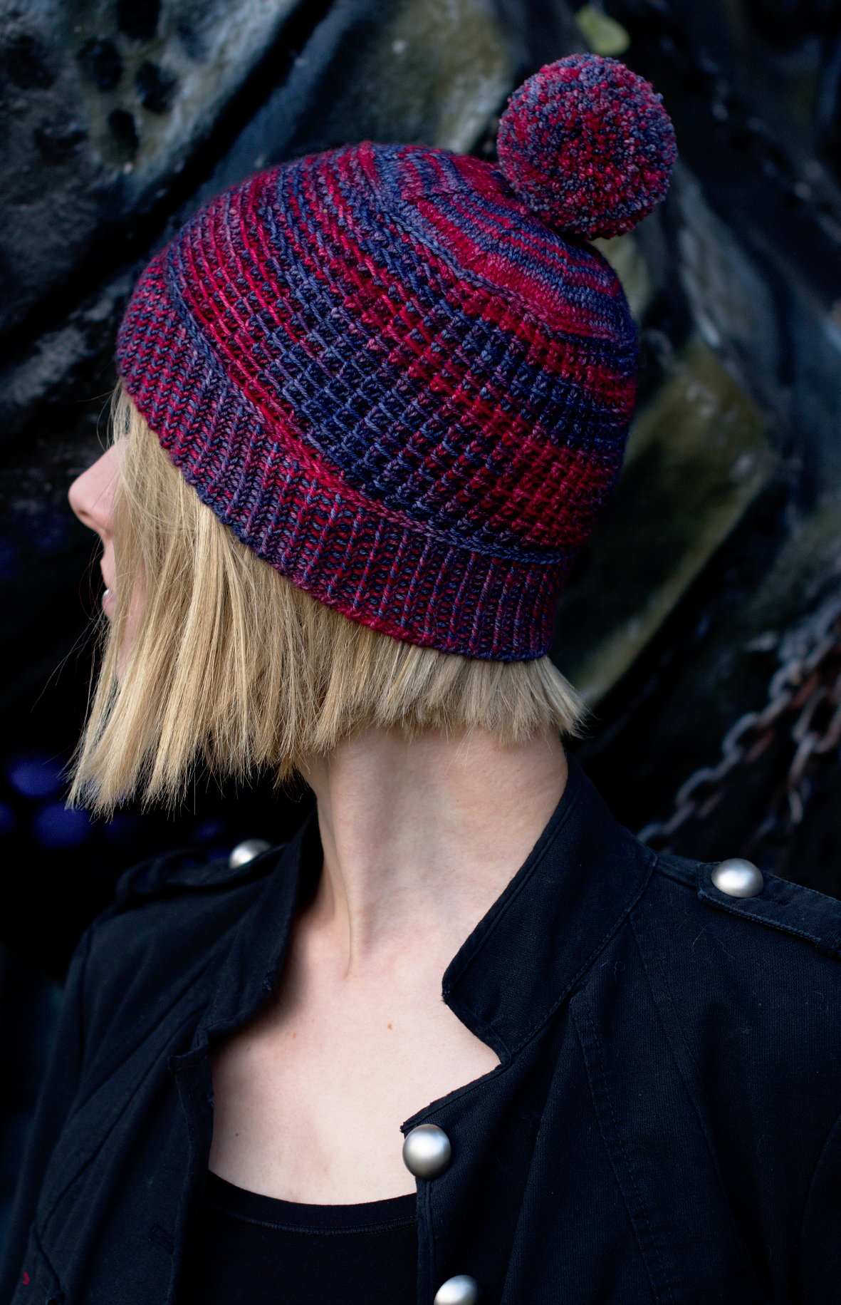 Shuttered hand knit beanie hat pattern for DK yarn