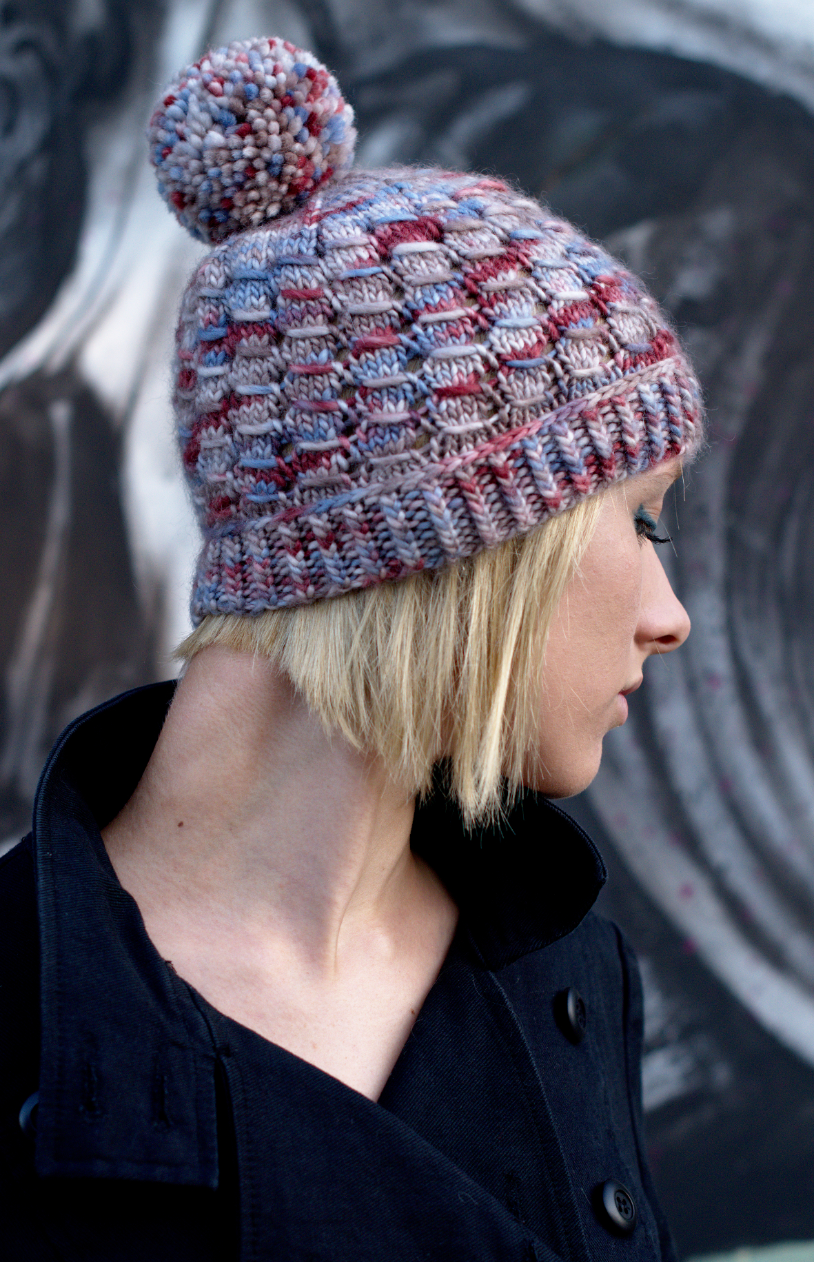 Laccio hand knit beanie hat pattern for aran weight yarn