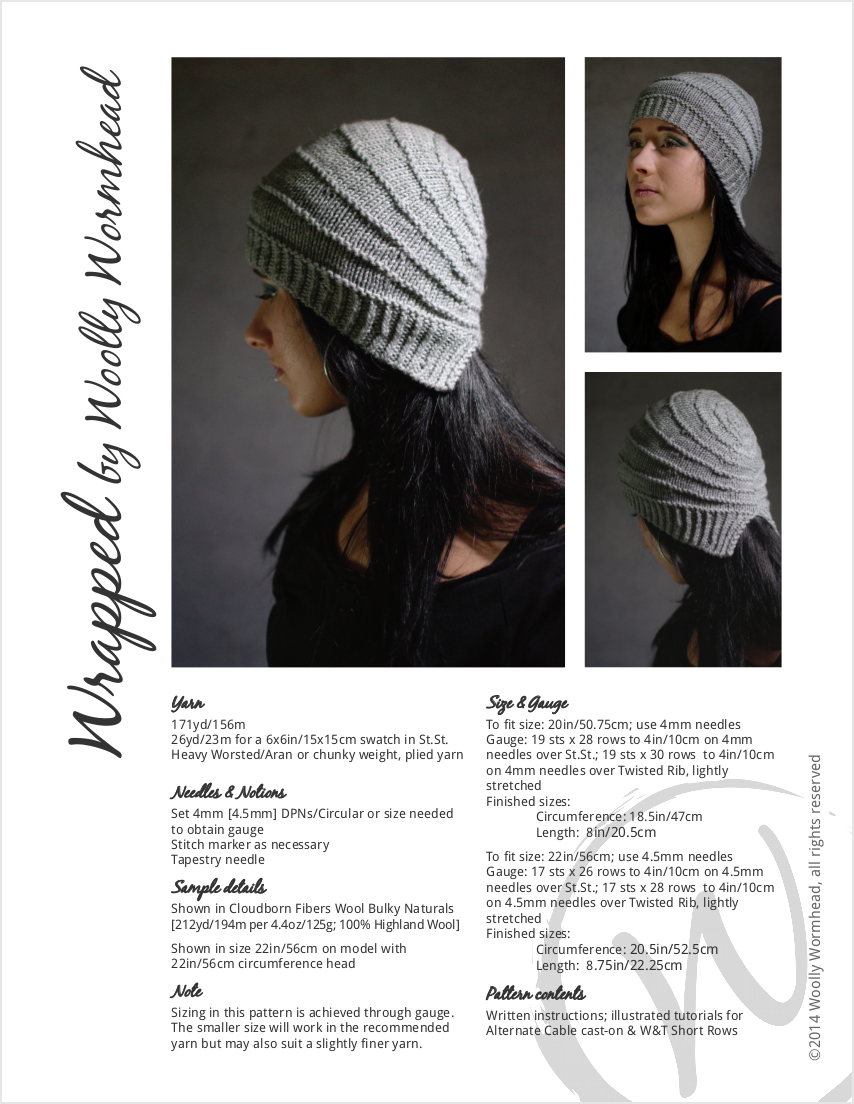 Wrapped cloche style Hat hand knitting pattern