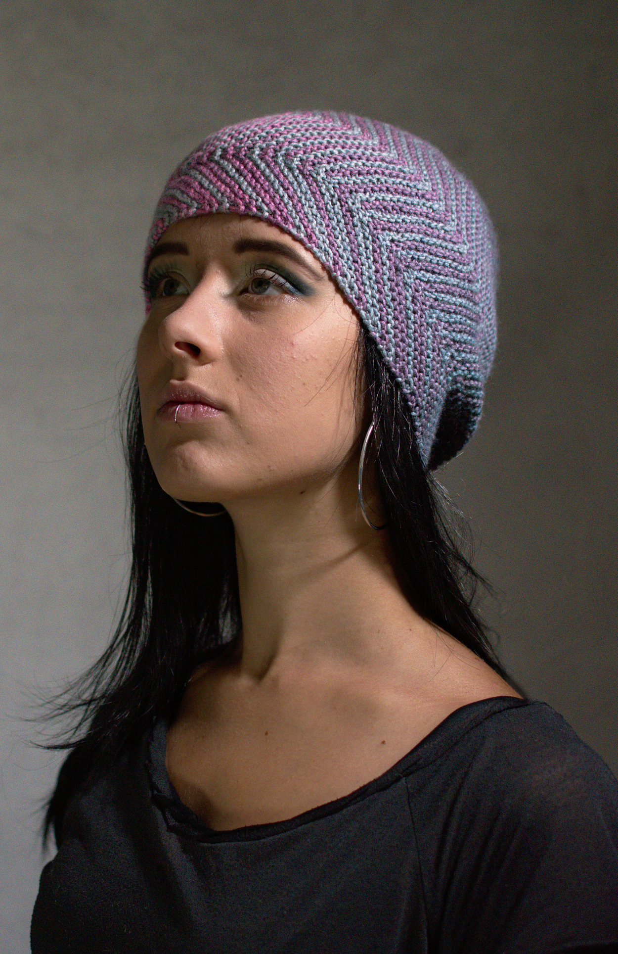 Juxta sideways knit Hat knitting pattern for gradient yarns