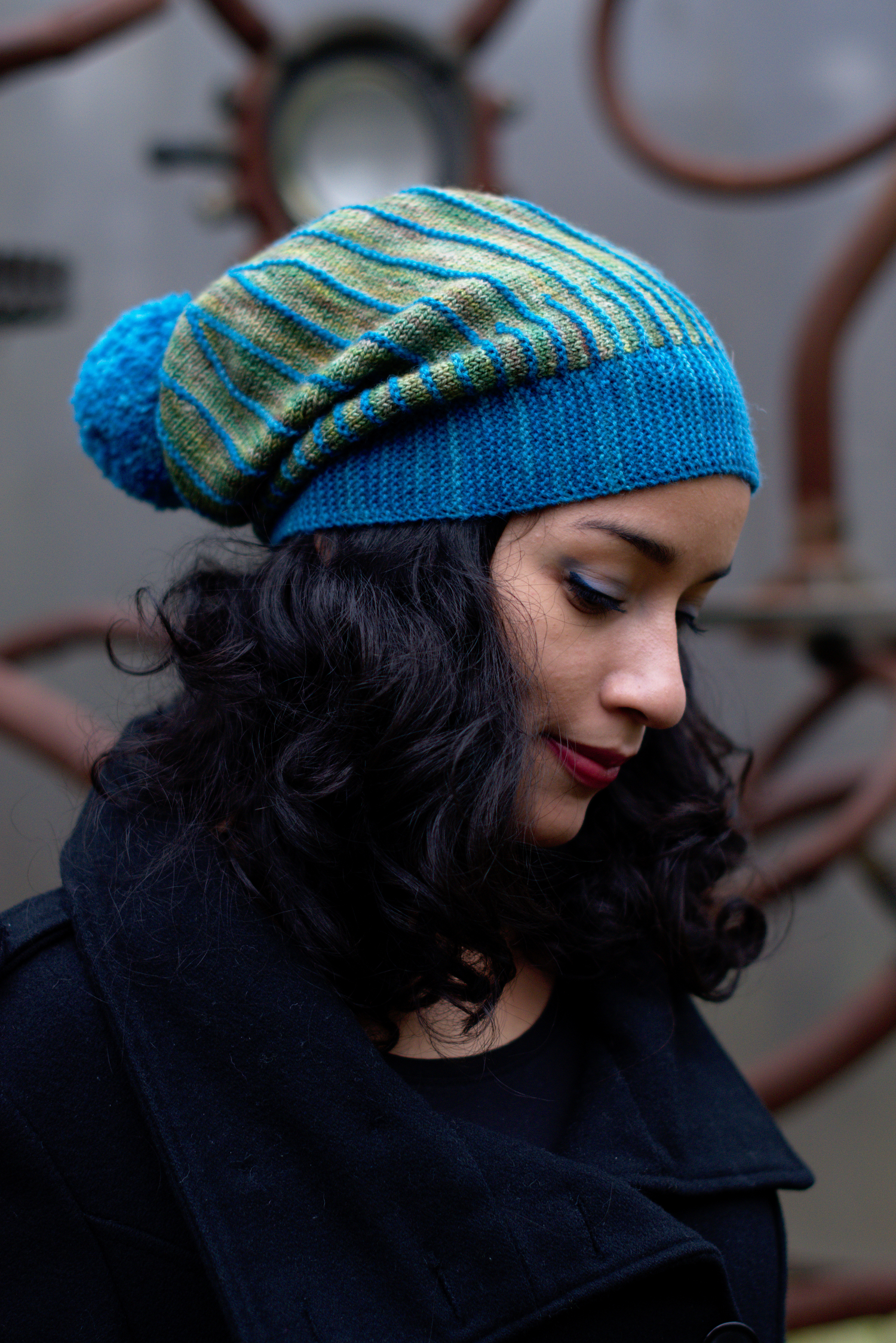 Misura sideways knit slouchy Hat hand knitting pattern for sock yarn