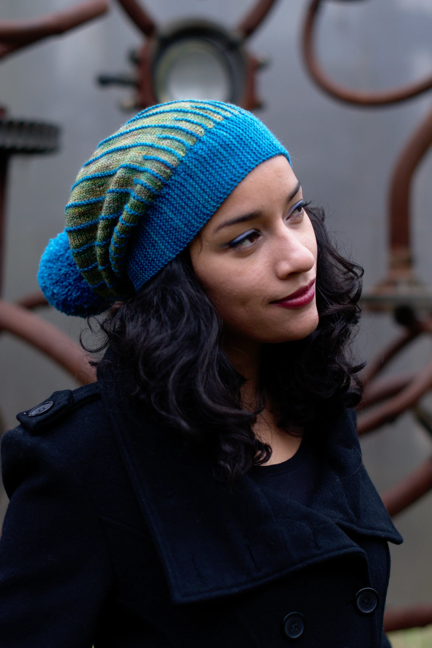 Misura sideways knit slouchy Hat hand knitting pattern for sock yarn