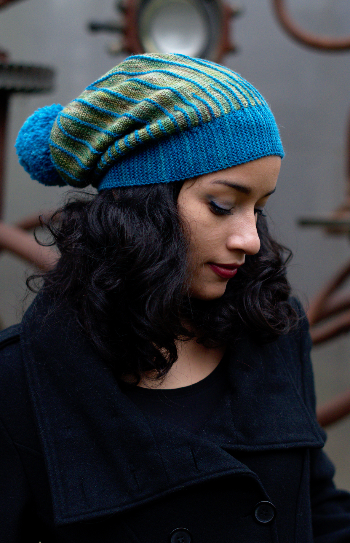 Misura sideways knit slouchy Hat hand knitting pattern for sock yarn