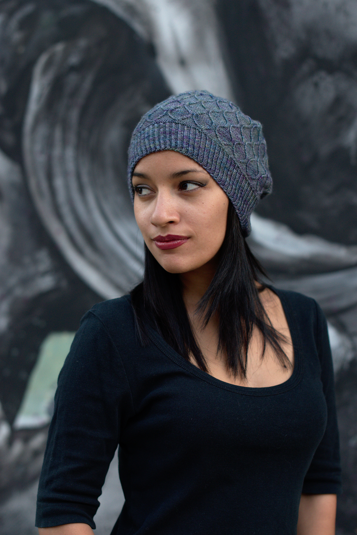 Filigree Slouch hand knitting hat pattern for sock yarn