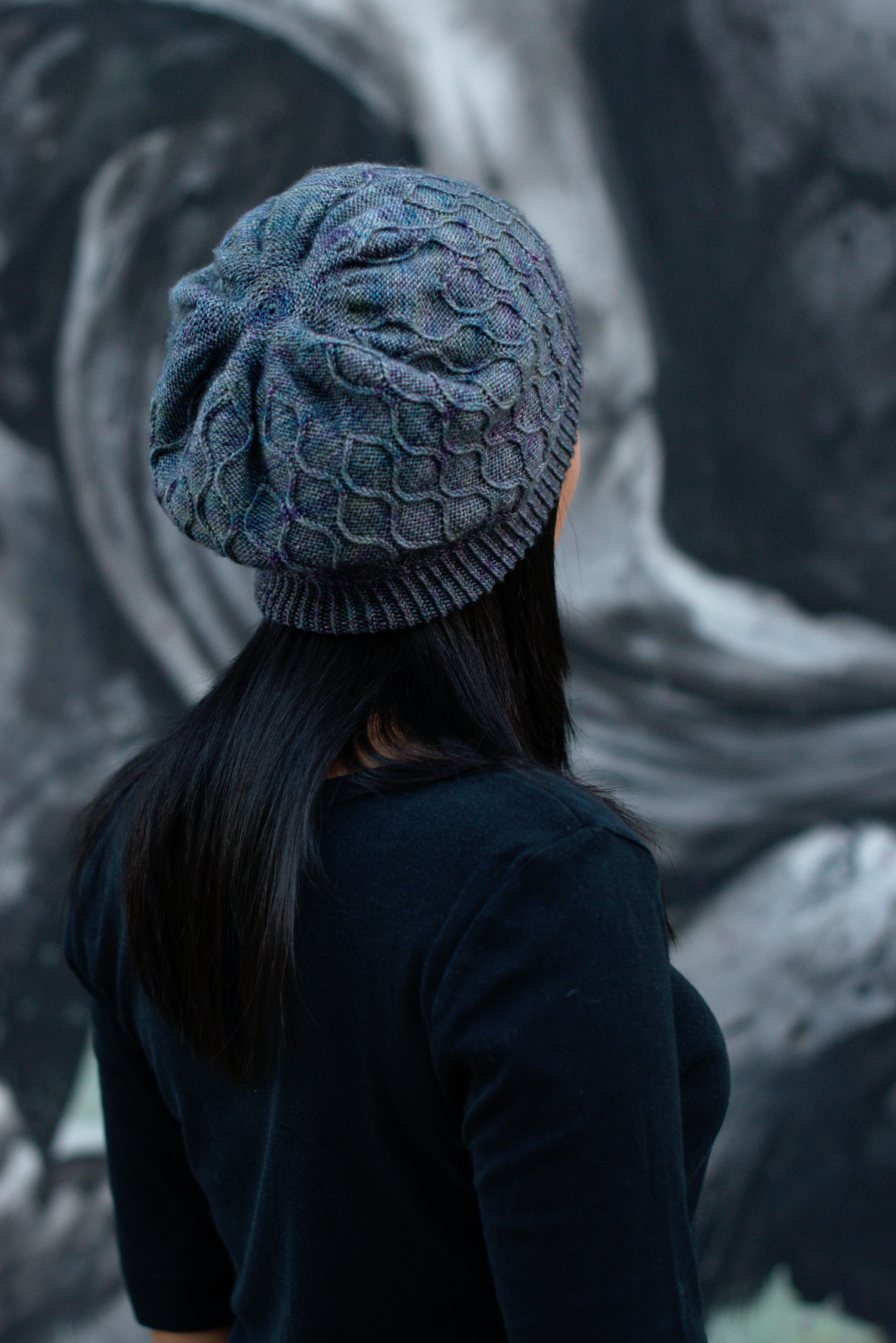 Filigree Slouch hand knitting hat pattern for sock yarn