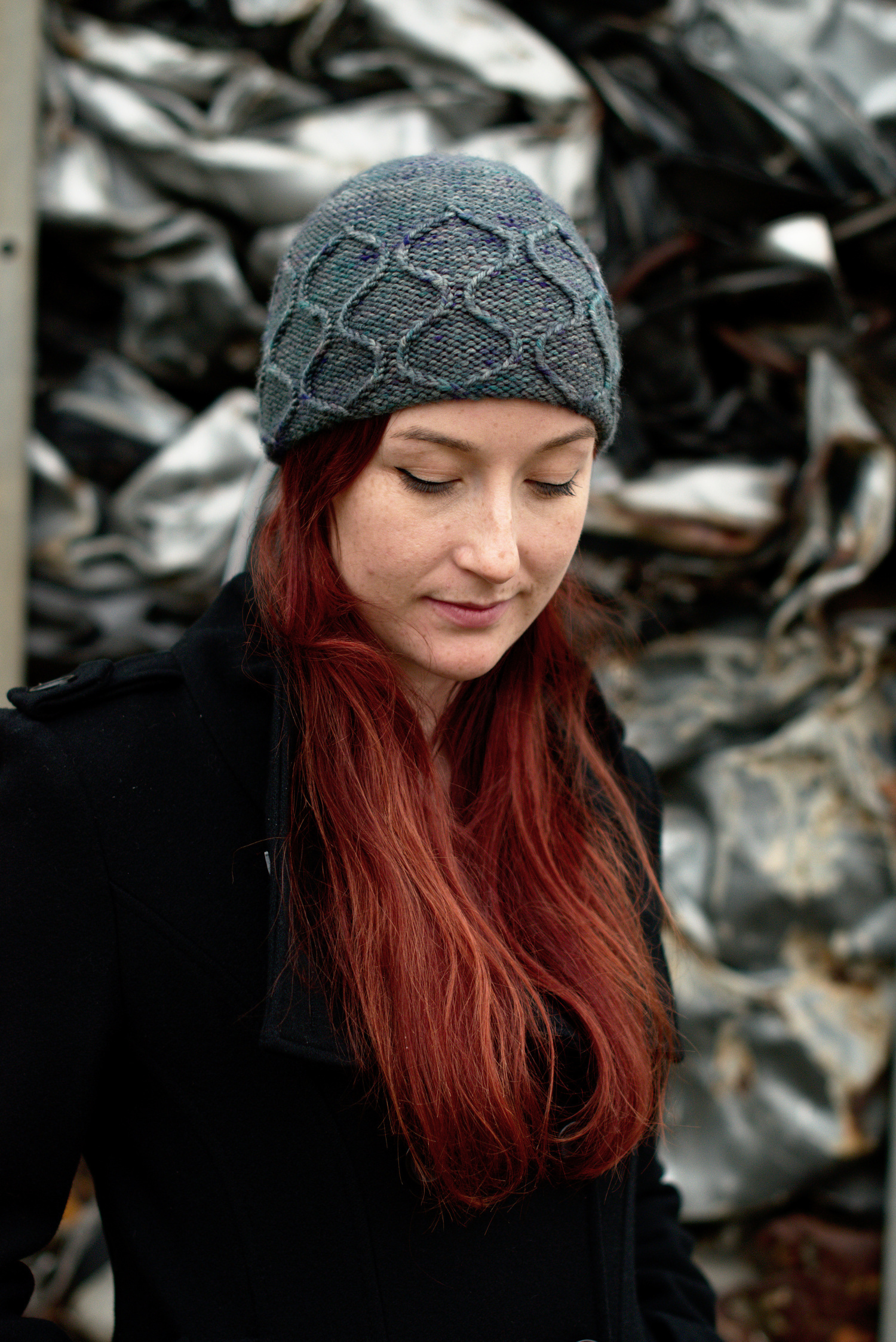 Filigree Beanie hand knitting pattern for an intricate Hat in worsted weight yarn