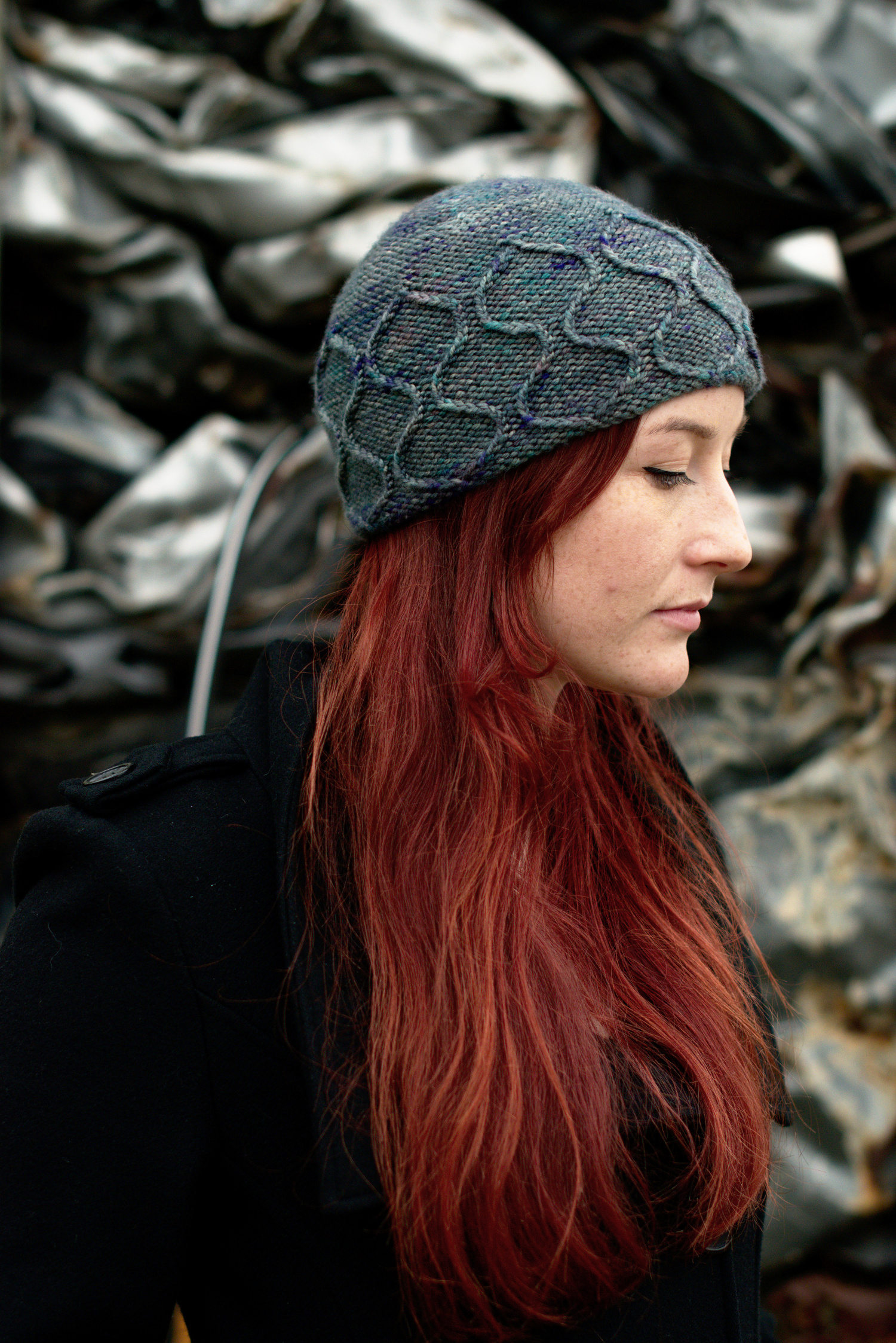 Filigree Beanie hand knitting pattern for an intricate Hat in worsted weight yarn