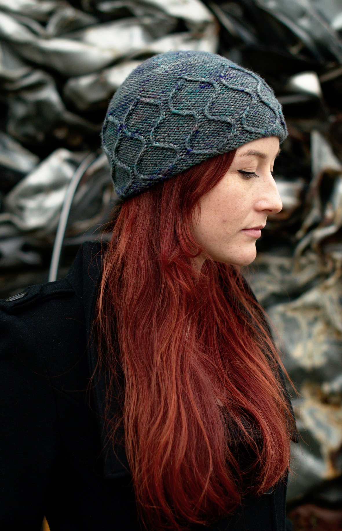 Filigree Beanie hand knitting pattern for worsted weight yarns