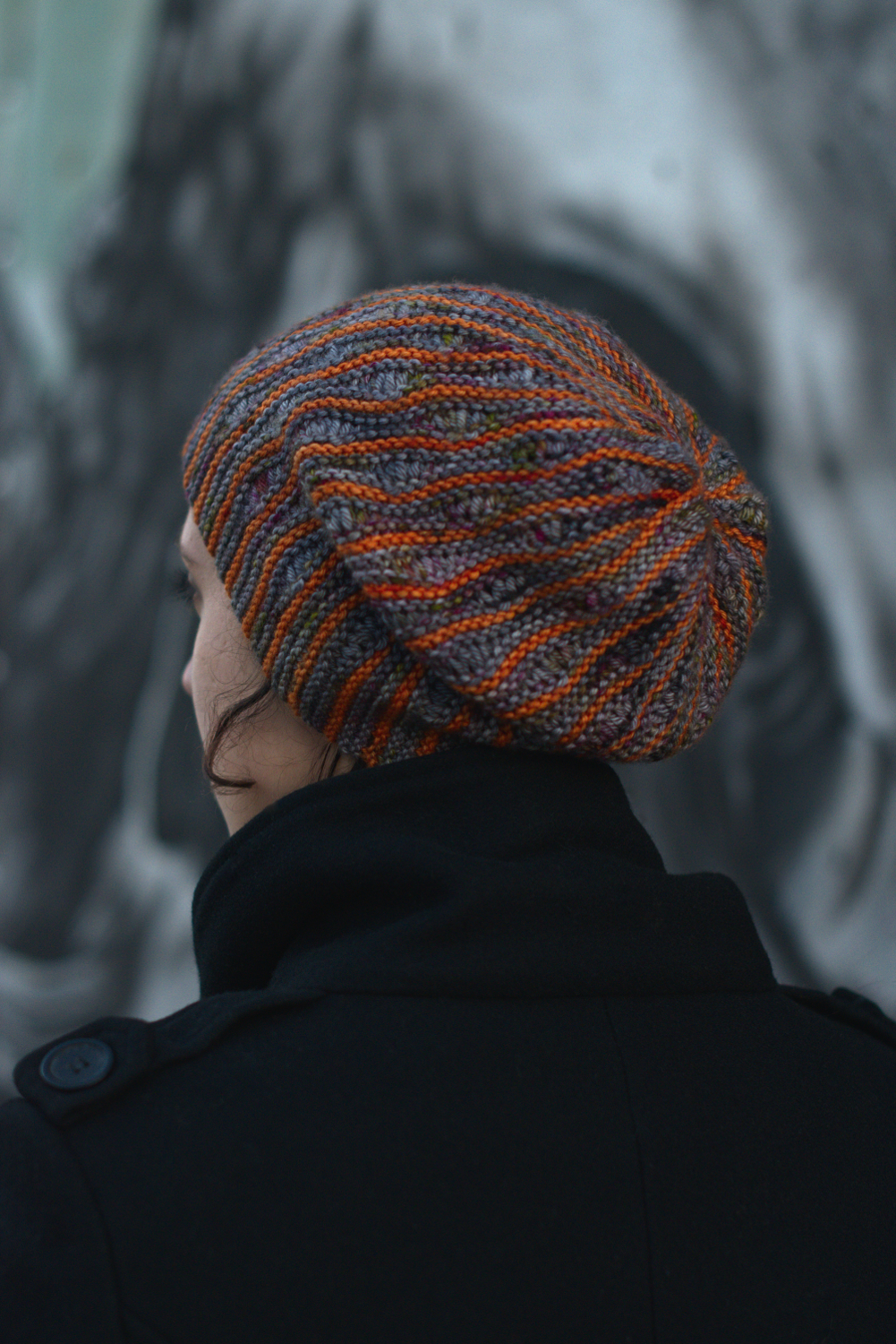 Laminard reversible sideways knit slouchy hat for dk hand knitting yarn