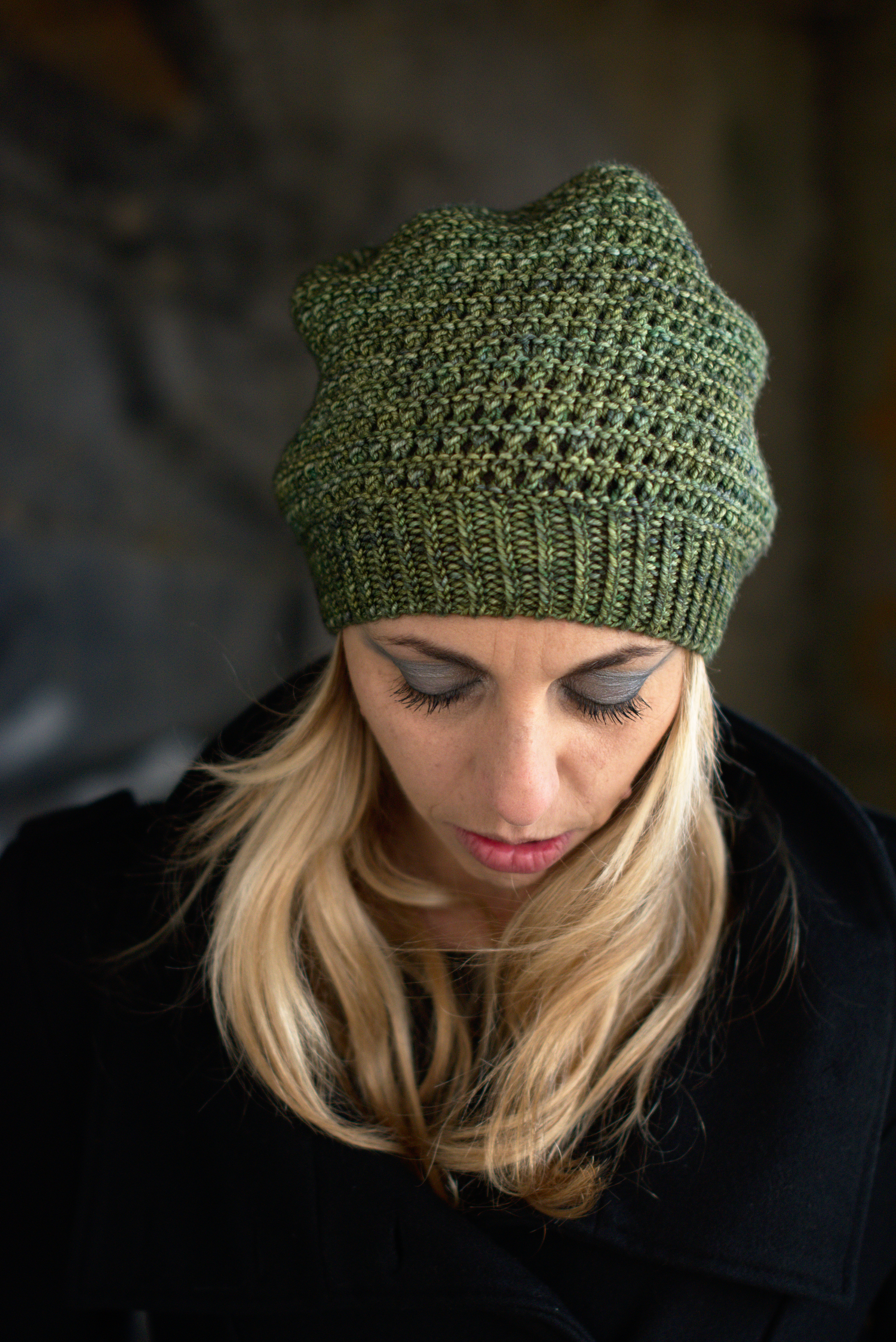 Waffle Slouch Hat Hand Knitting Pattern For Worsted Woolly