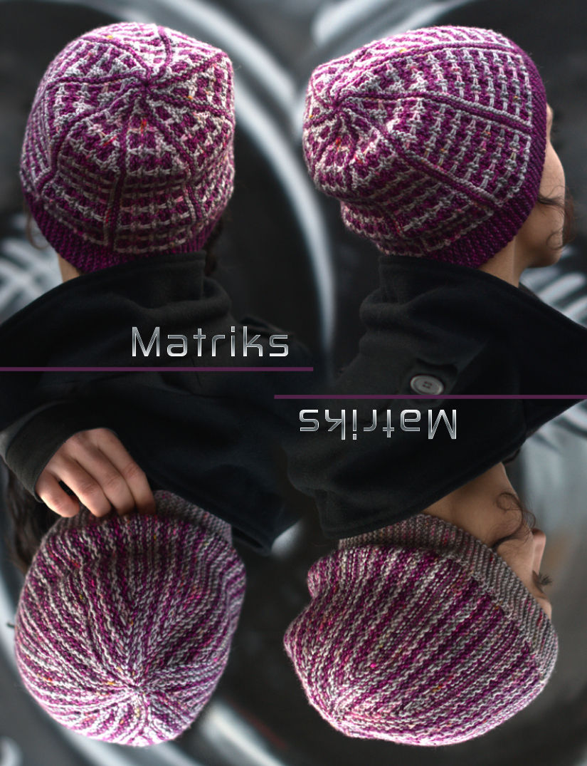 Matriks sideways knit slouchy Hat for hand dyed DK yarns