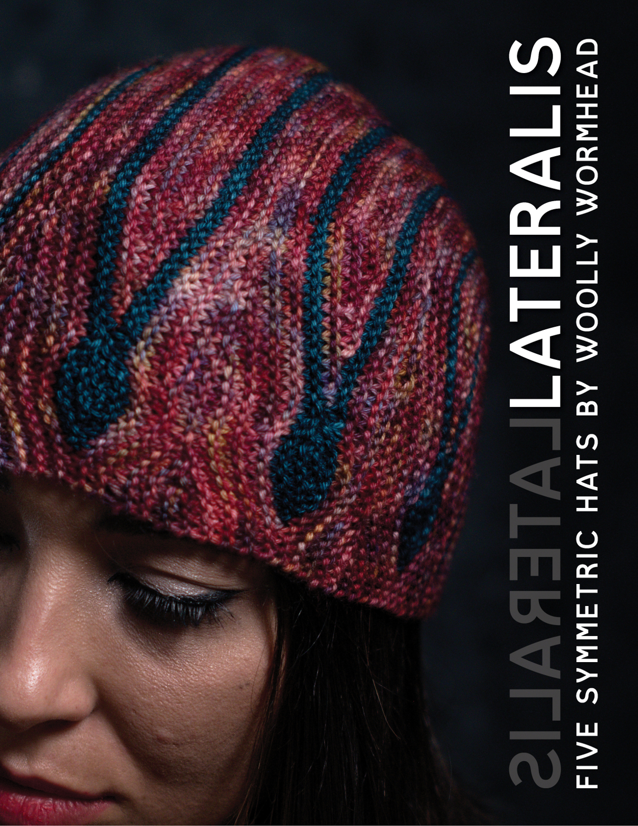 Lateralis eBook featuring 5 sideways knit Hats with a theme of reflection and symmetry