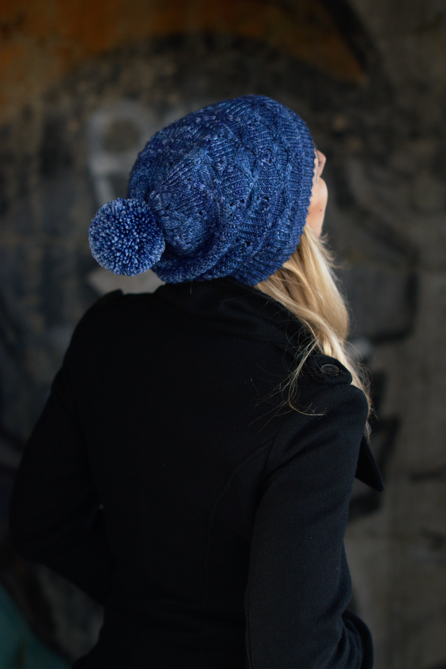 Losanga slouchy Hat hand knitting pattern for DK hand dyed wool yarn