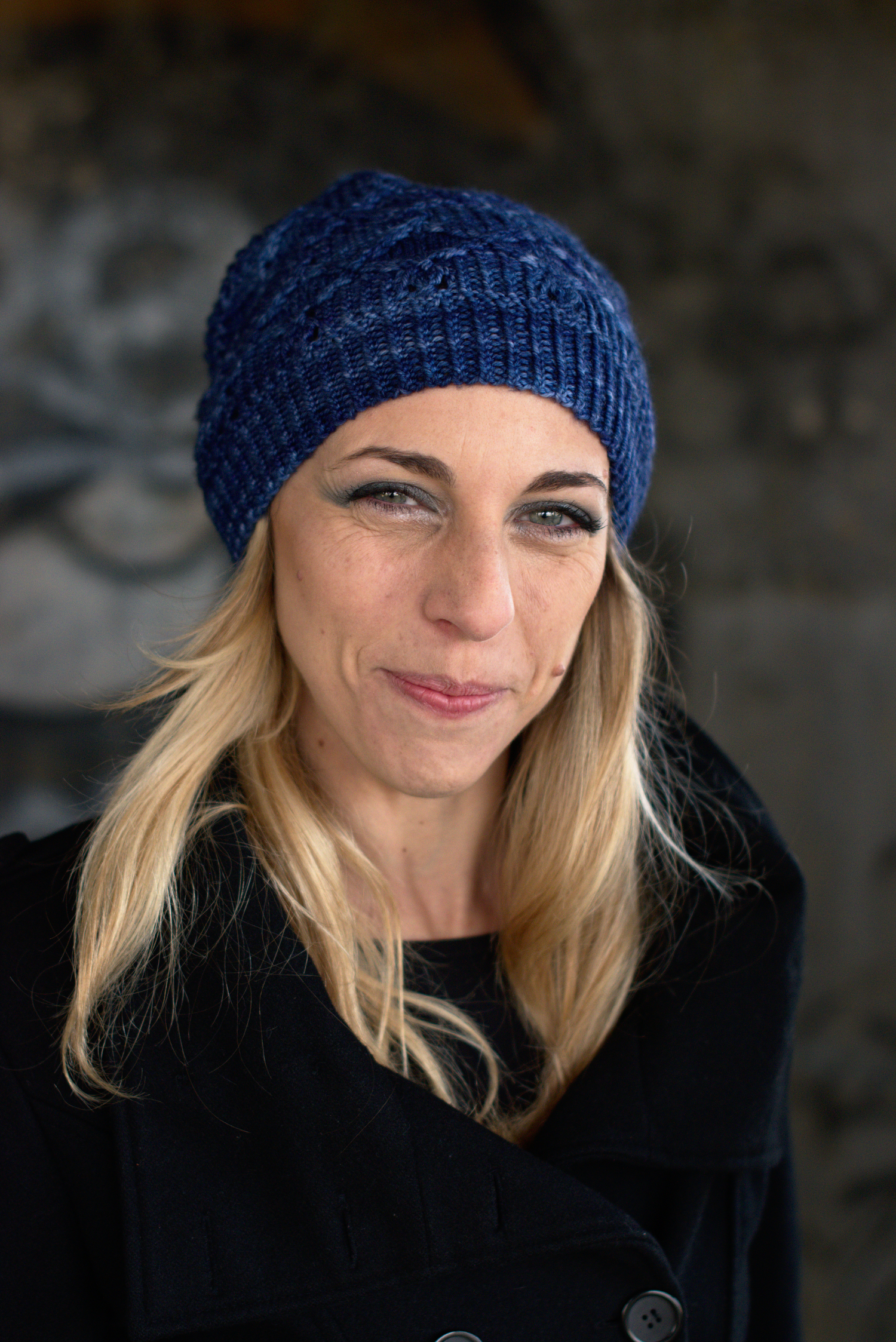 Losanga slouchy Hat hand knitting pattern for DK hand dyed wool yarn