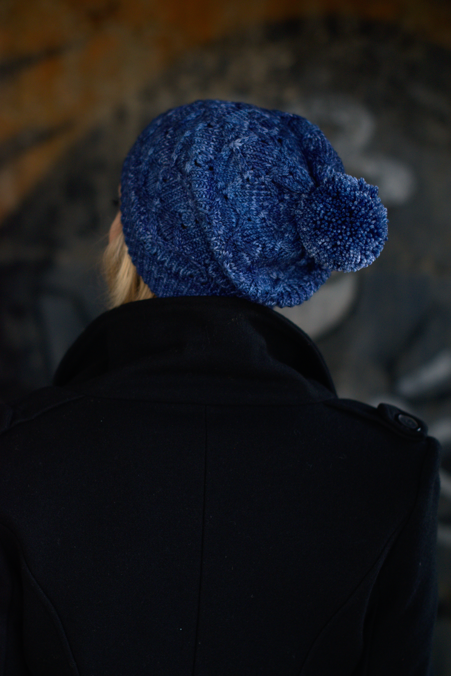 Losanga slouchy Hat hand knitting pattern for DK hand dyed wool yarn