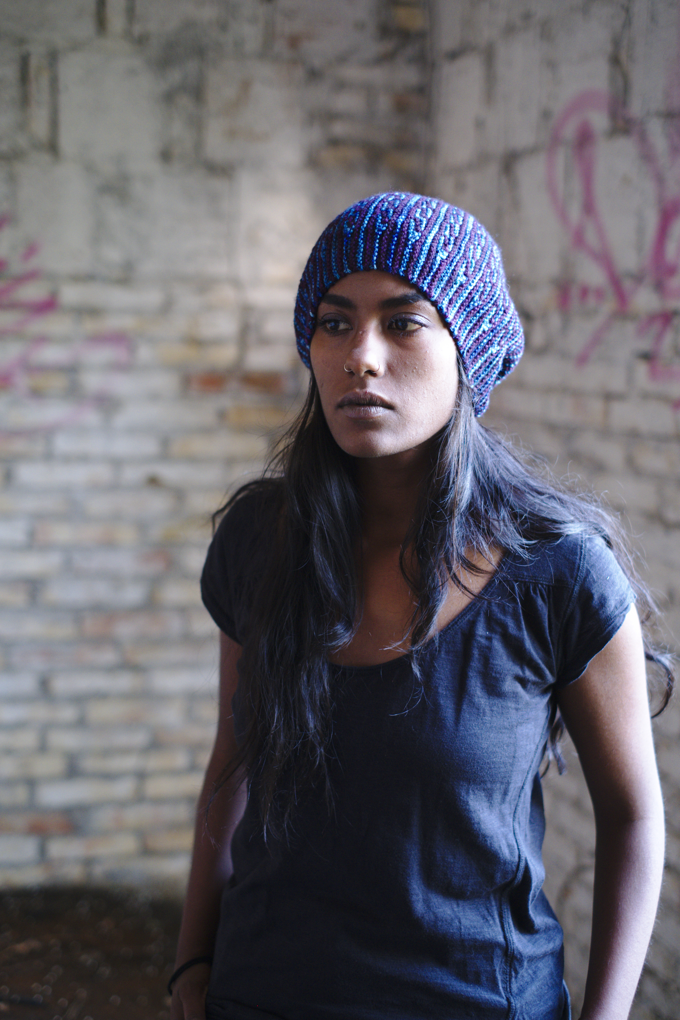 sideways knit mosaic hat knitting pattern for dk weight yarn