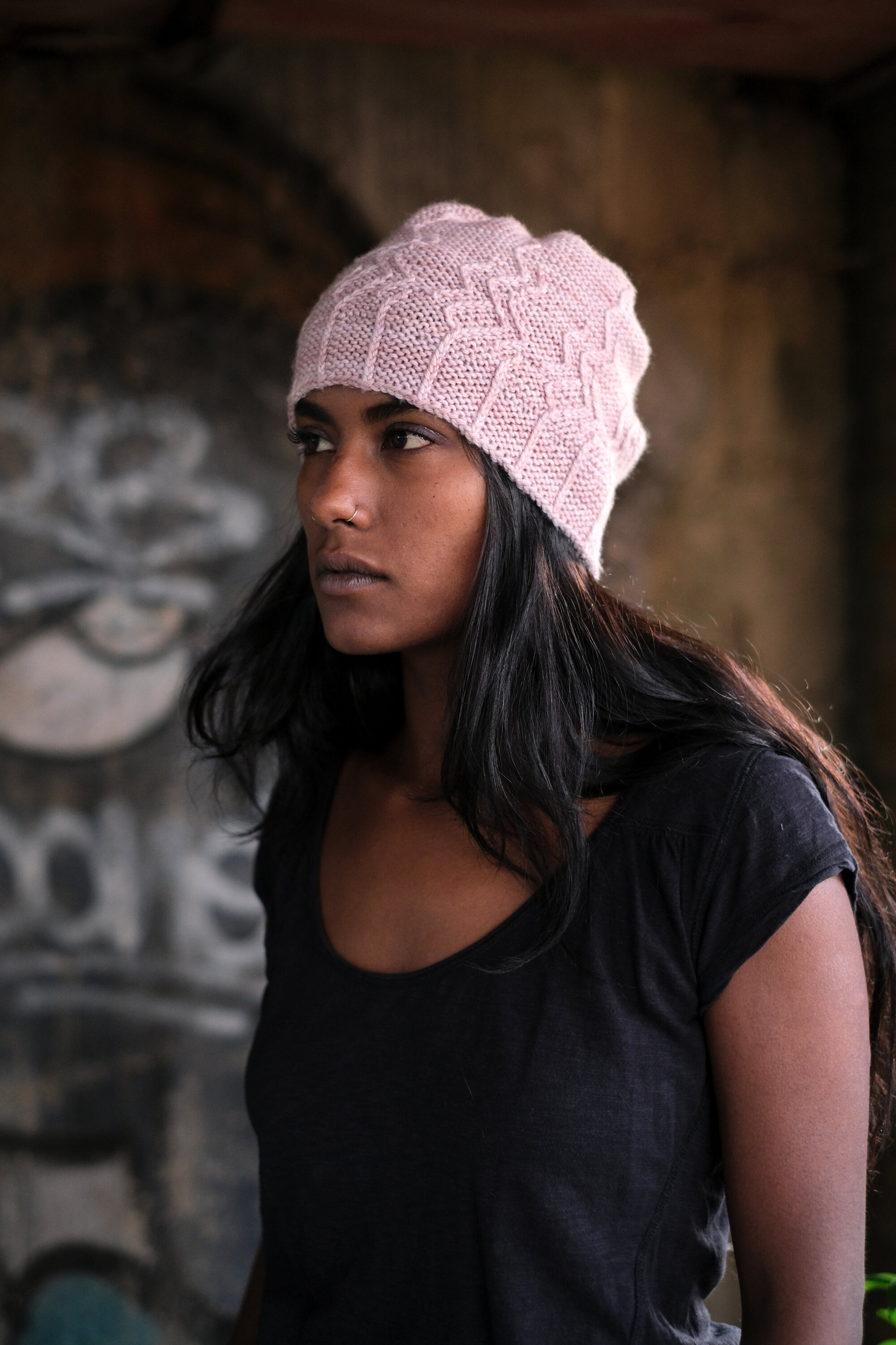 Pathfinder slouchy Hat hand knitting pattern for DK weight yarn