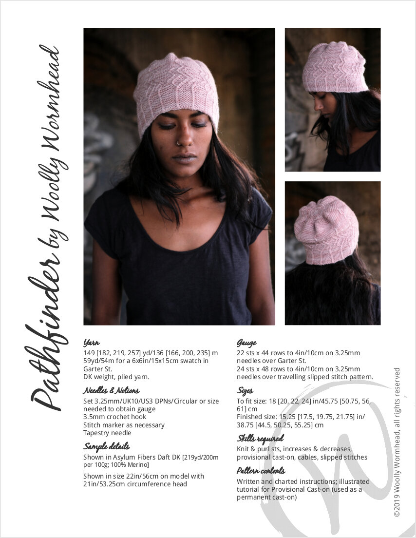 Pathfinder slouchy Hat hand knitting pattern for DK weight yarn