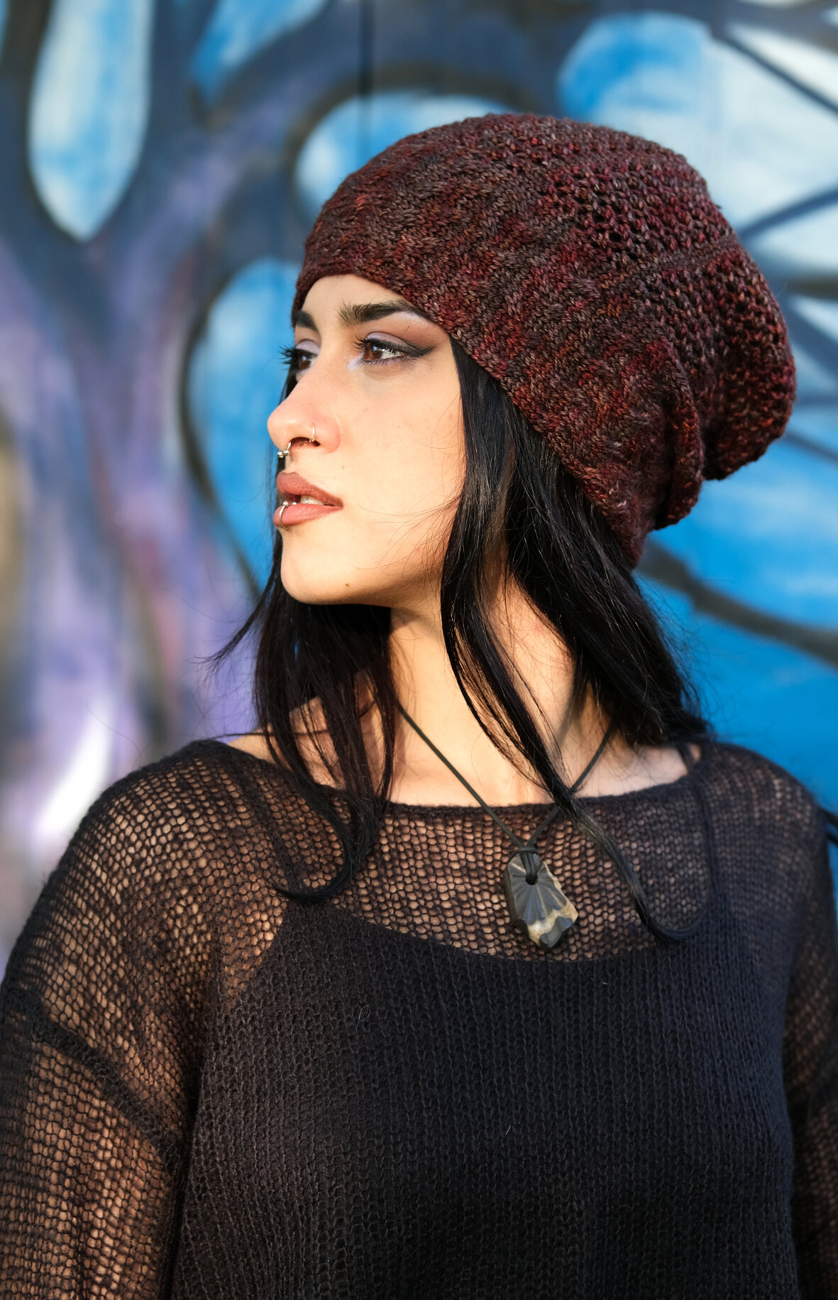 Strudel sideways knit slouchy Hat pattern