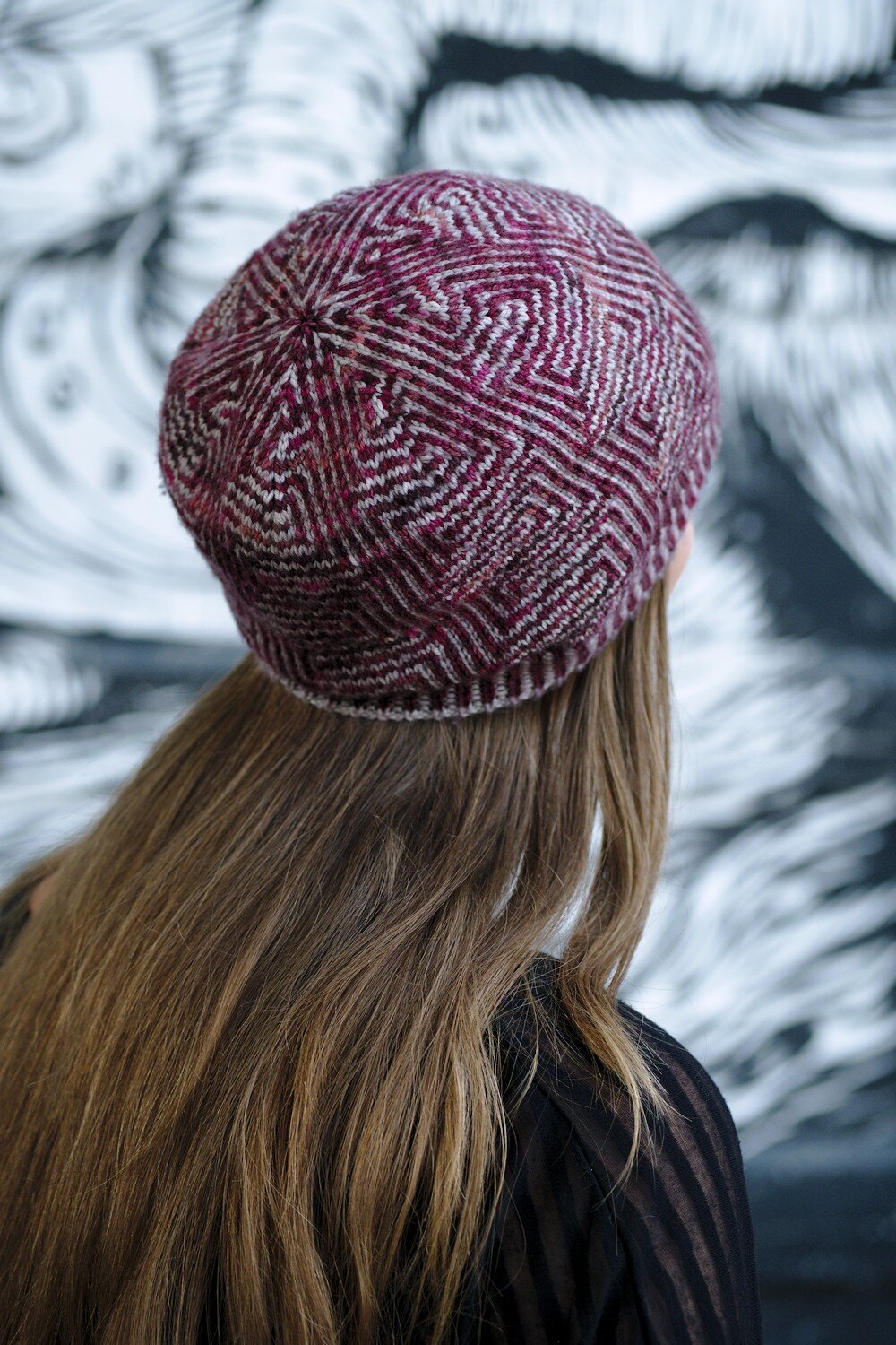 Hermes stranded colourwork Hat knitting pattern for 4ply weight yarn