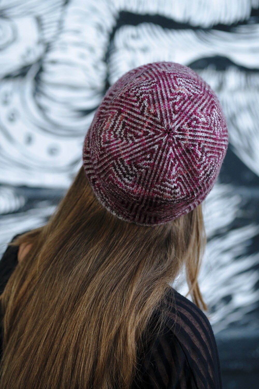 Hermes stranded colourwork Hat knitting pattern for 4ply weight yarn