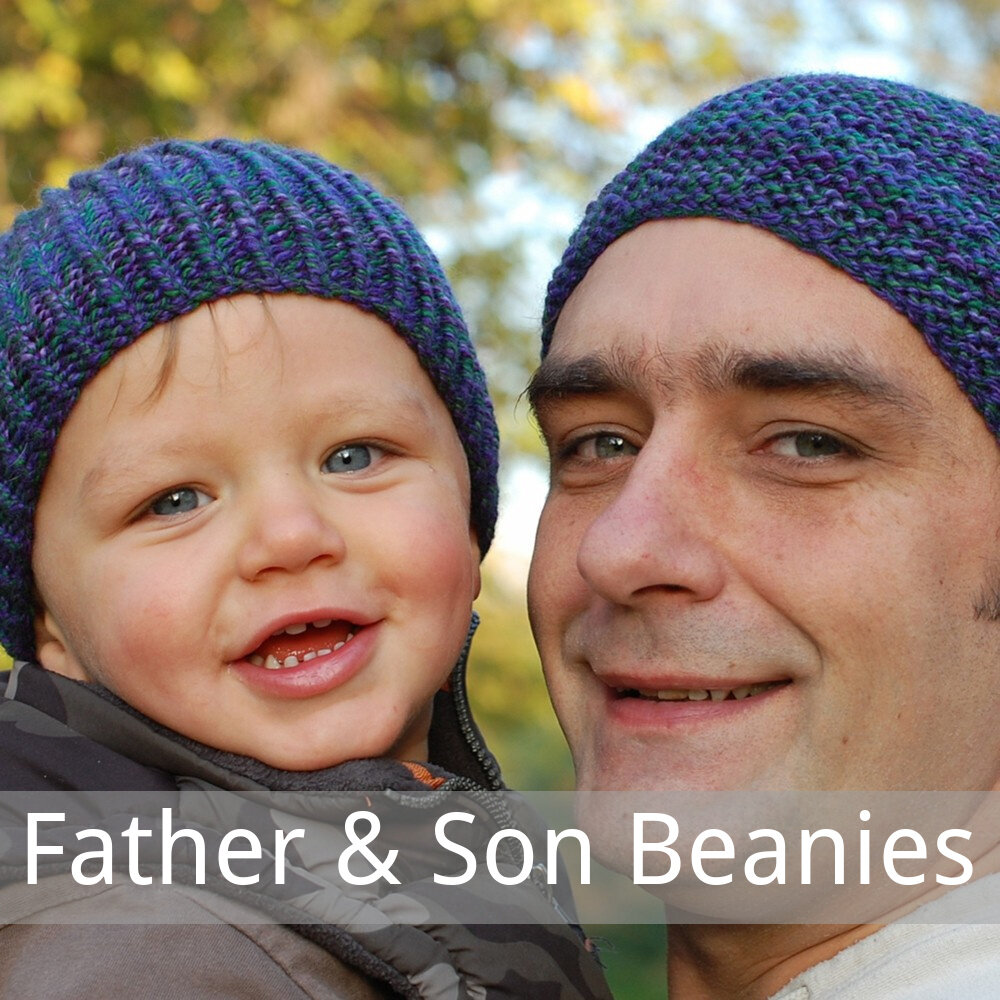 Father and Son Beanies free knitting pattern