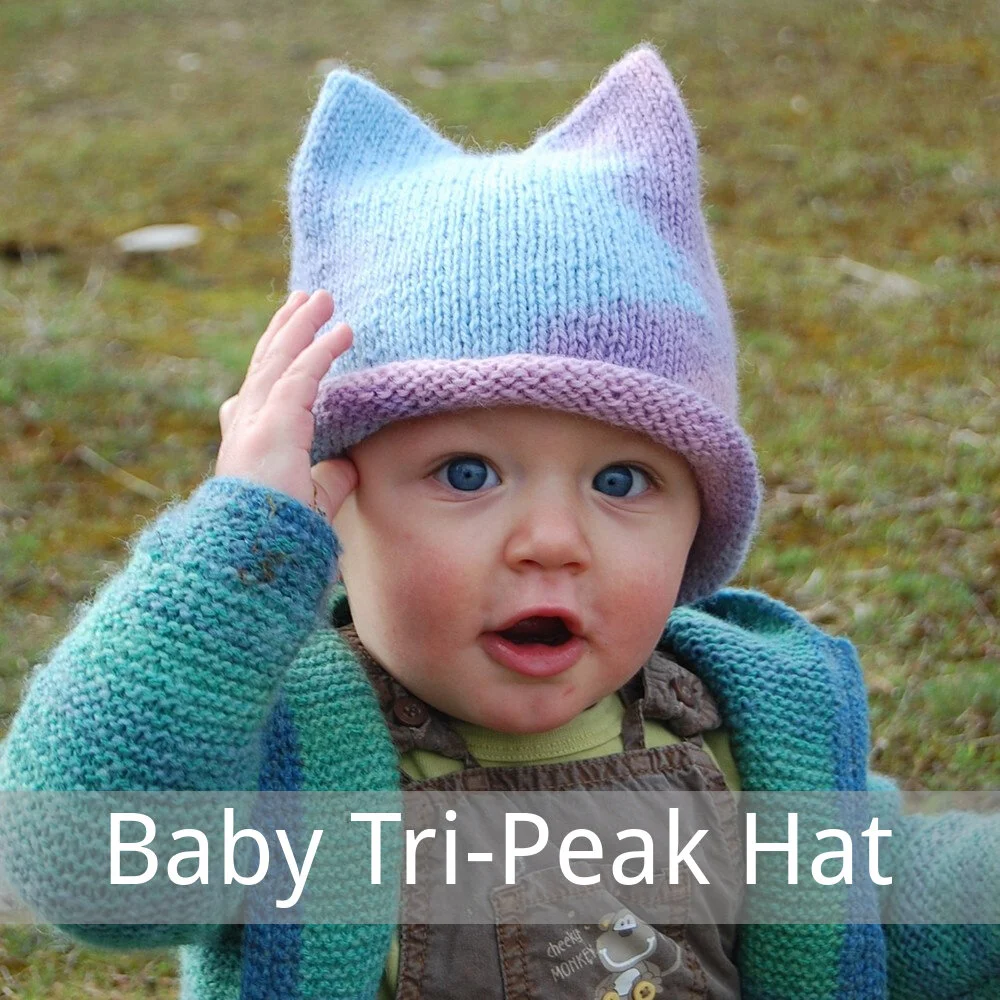 Baby Tri-Peak hat free knitting pattern