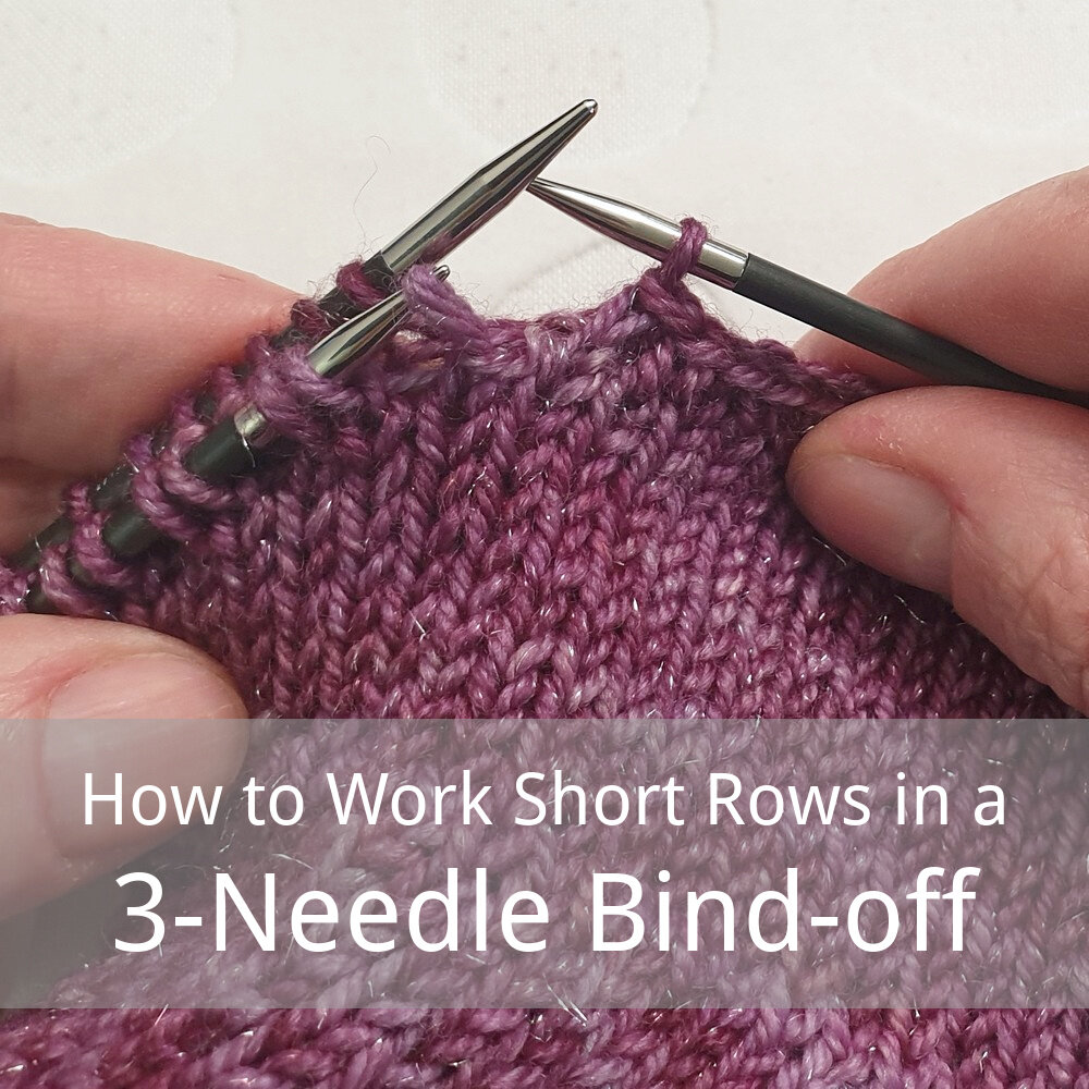 free tutorial for working a 3 needle bind-off across short rows