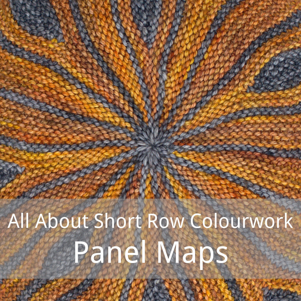 Free tutorial outlining how to use the short row panel maps in sideways colourwork patterns