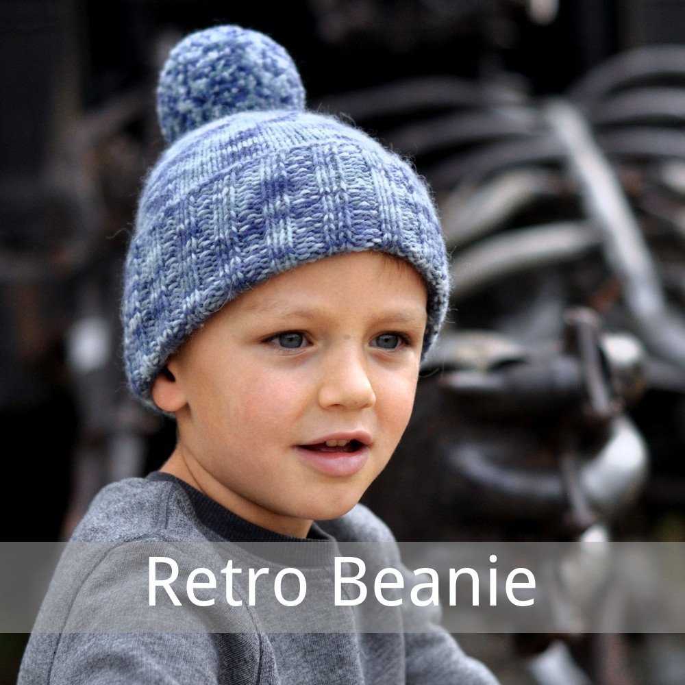 Retro Beanie free knitting pattern for DK yarn