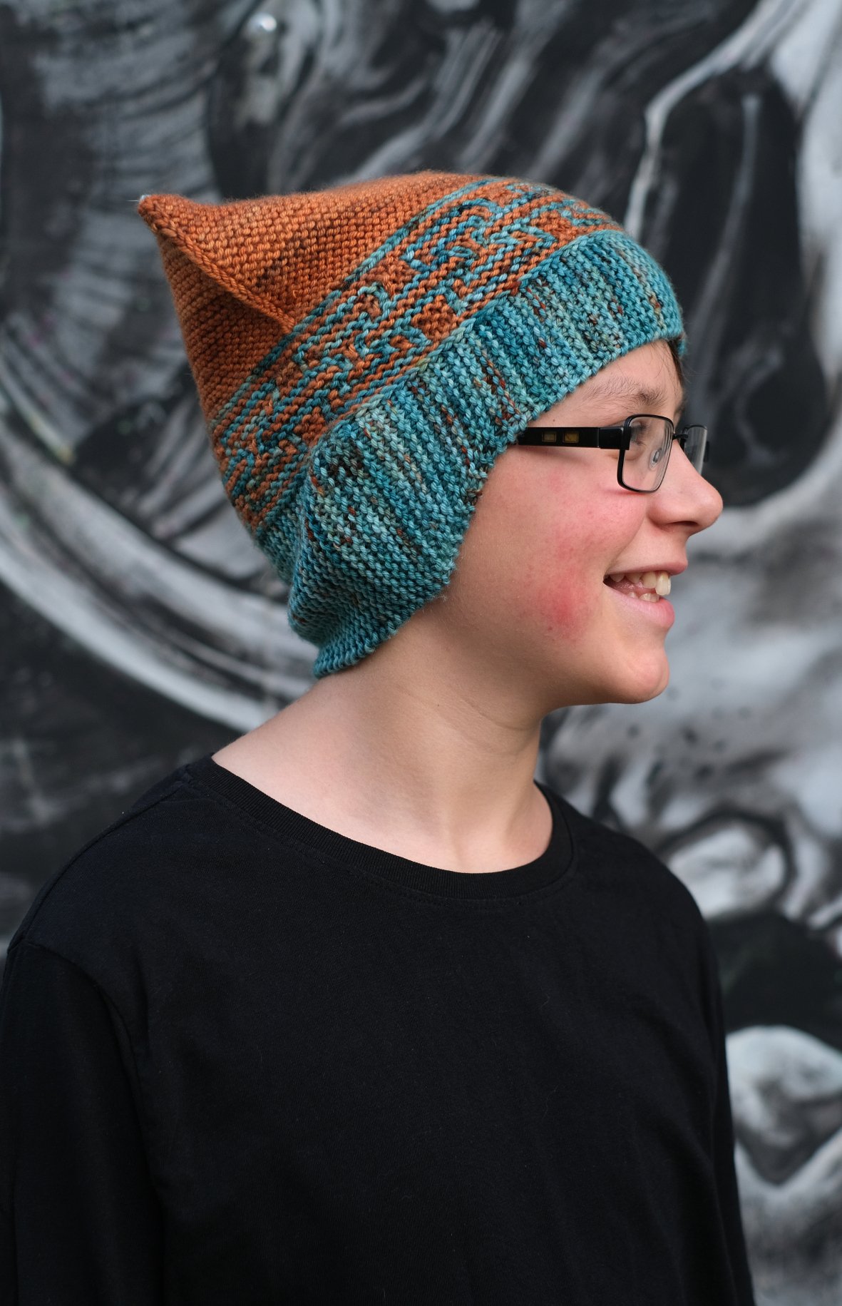 Incatenato mosaic modular knit helmet earflap Hat