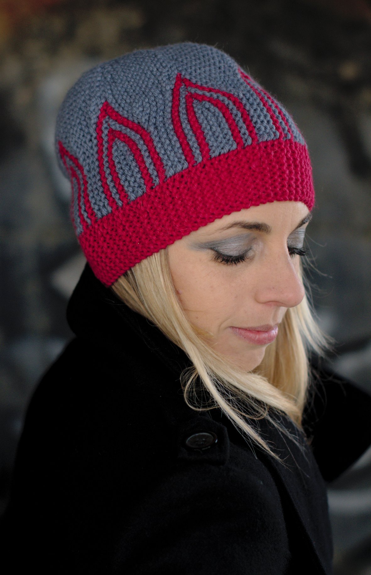 Arcuato sideways knit slouchy Hat