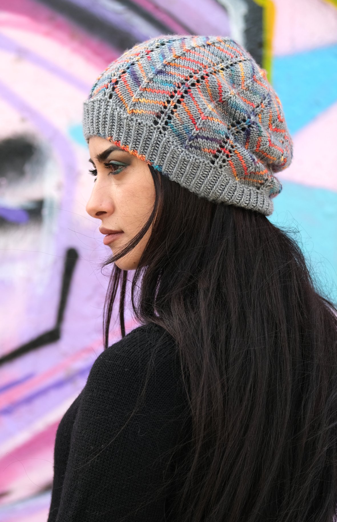 Rachis slouchy Hat for hand-dyed DK weight yarn